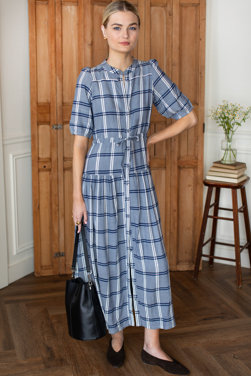 Lucy 4 Basque Dress in Skye Plaid — view 1