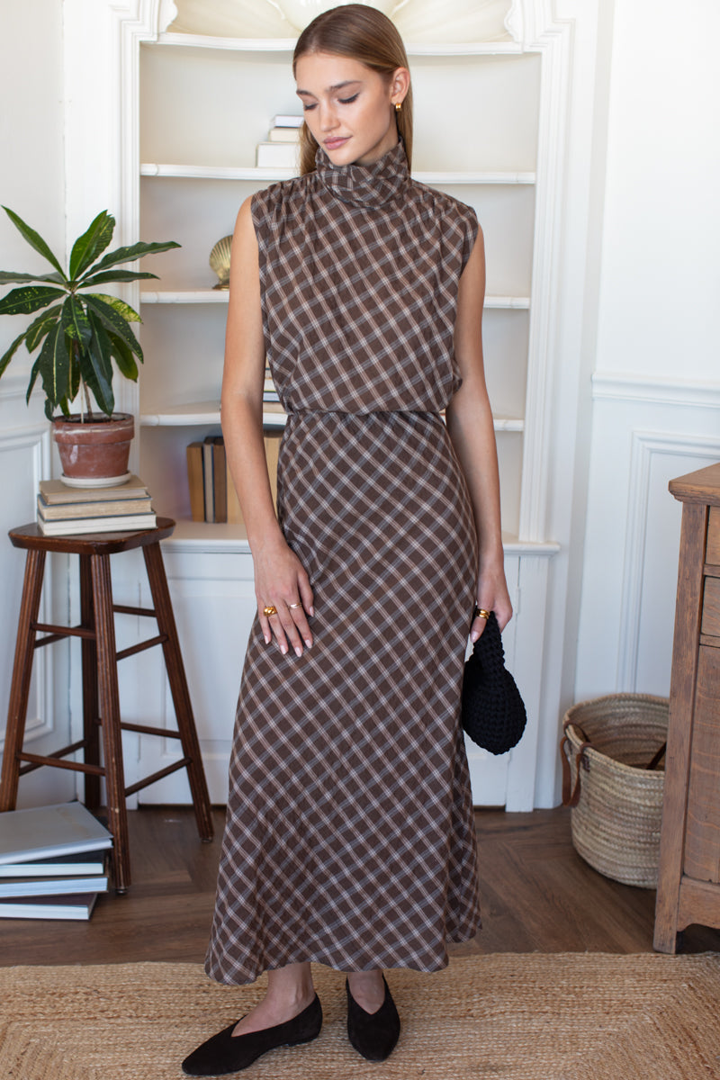 Bias Skirt 2 in Cocoa Plaid — view 3