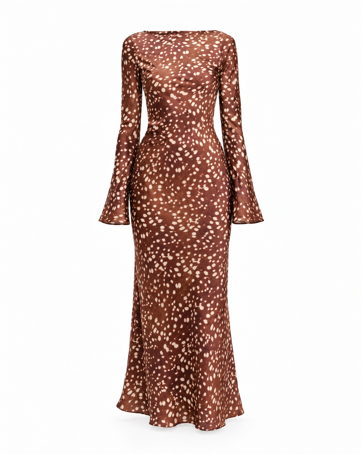 Georgie Satin Bias Cut Maxi Dress in Deer