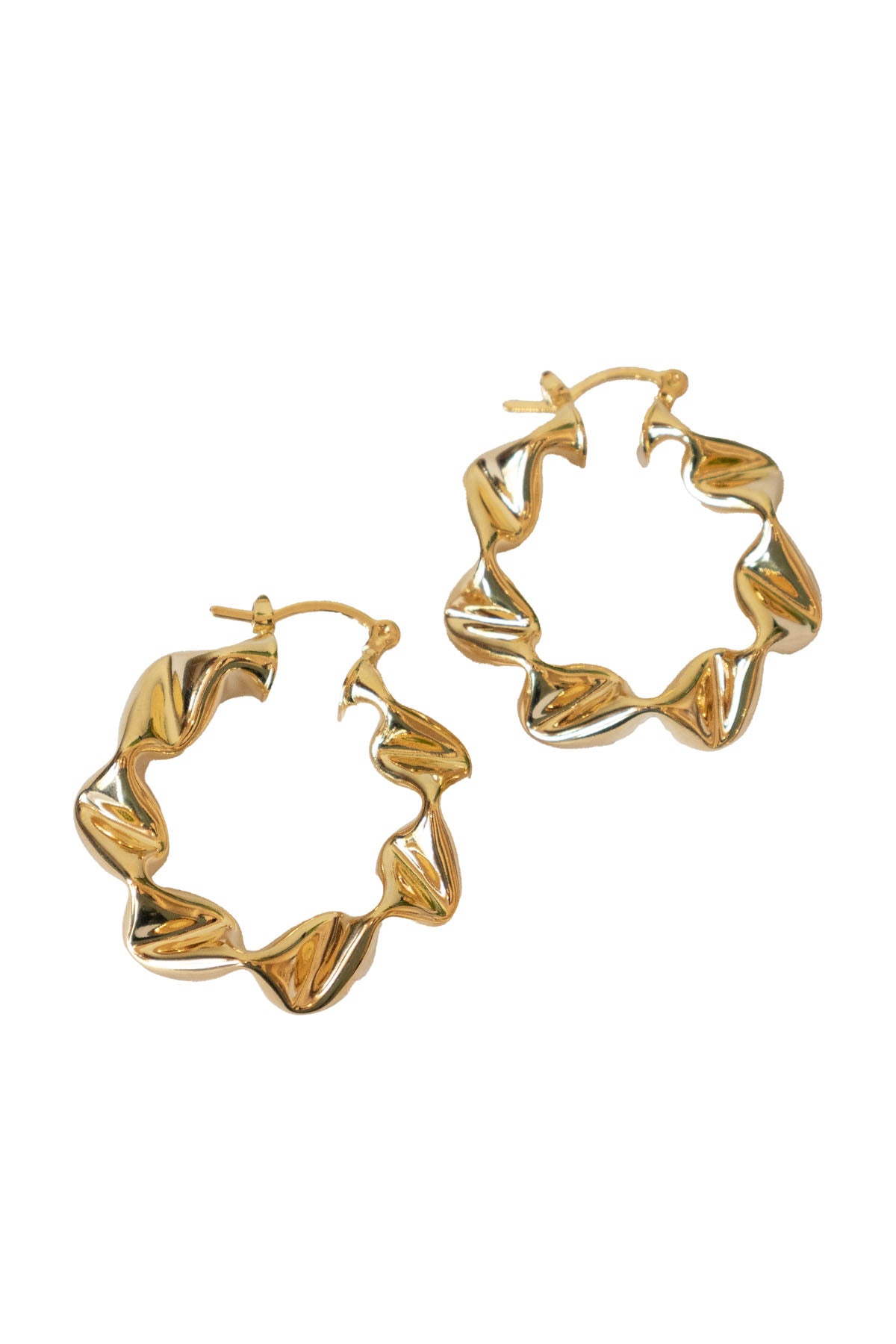Gold Extra Crinkle Hoop Earrings — front view