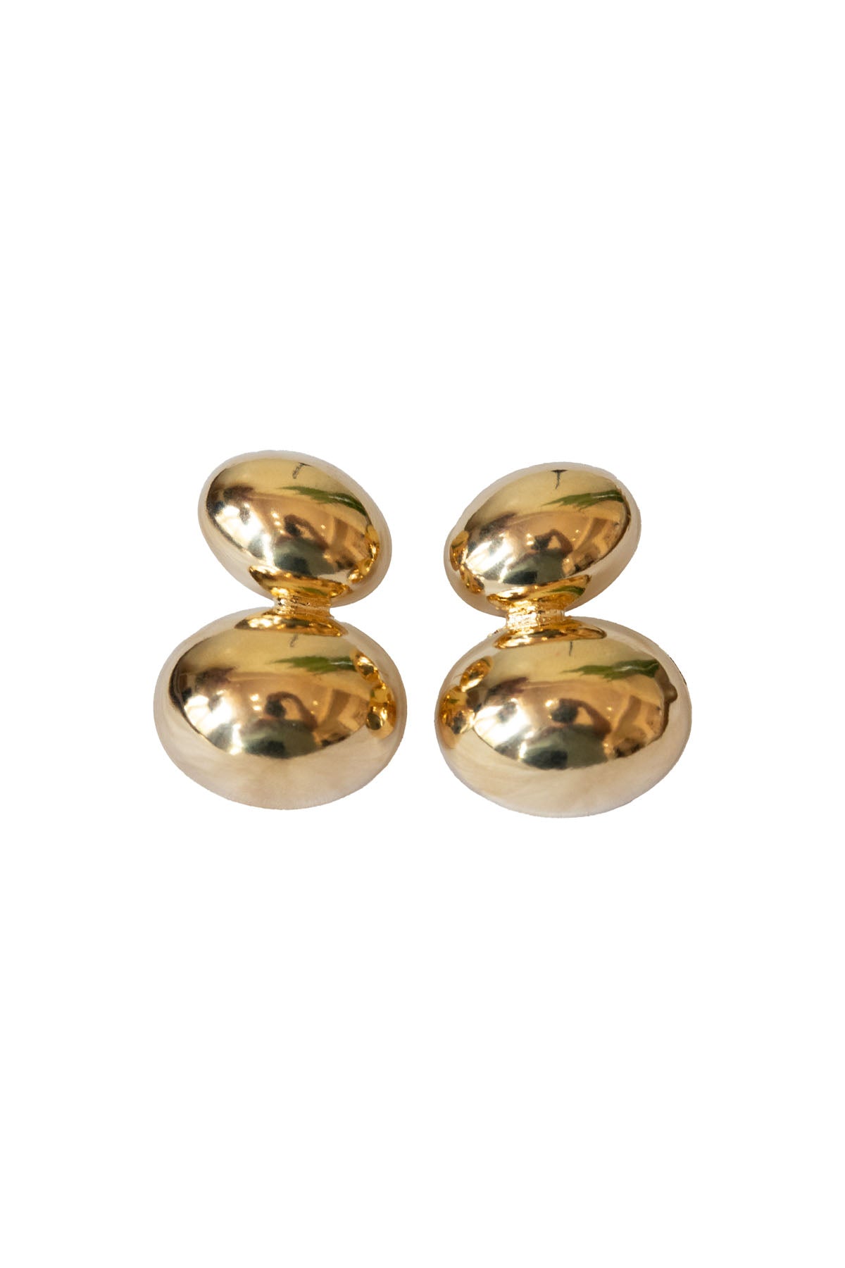 Reflective Gold Oval Earrings — front view