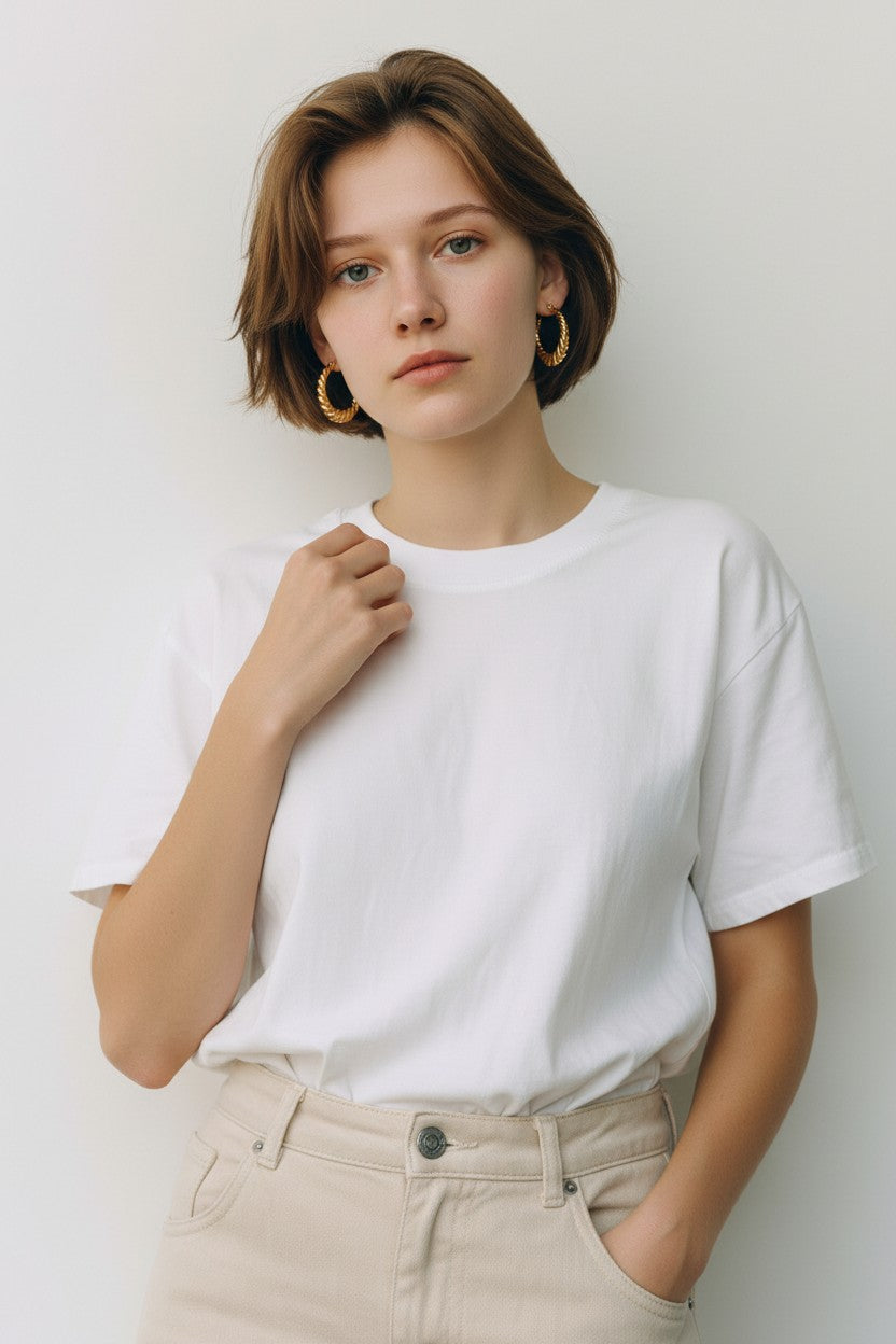 Gold Curled Twist Hoop Earrings