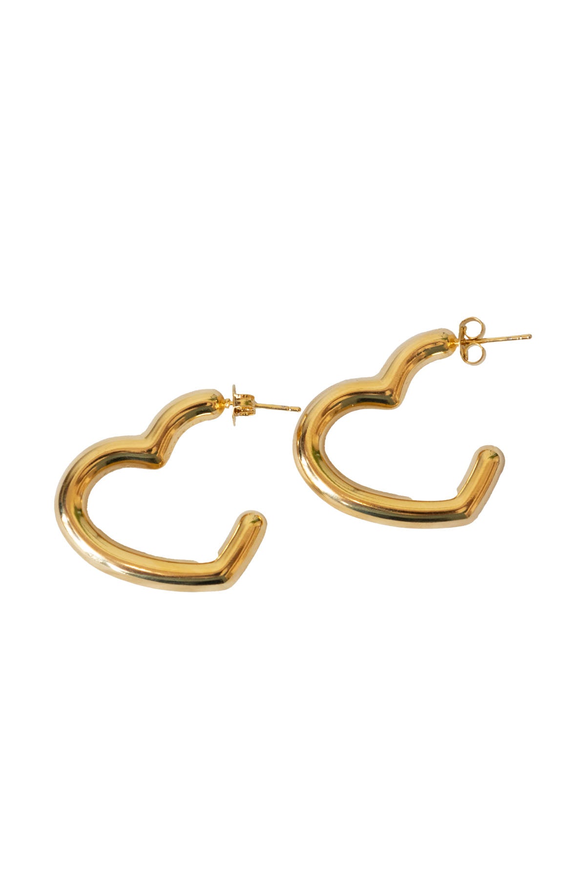 Gold Heart Earrings — front view