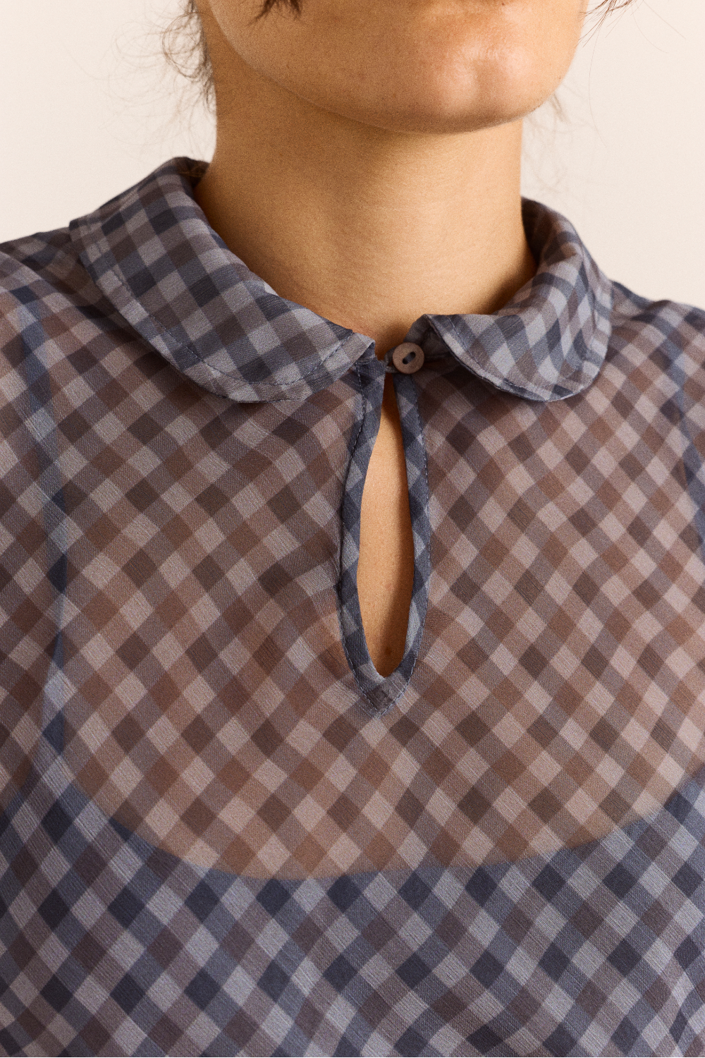 Hudson Midi Dress in Blue Grey Gingham - view 6