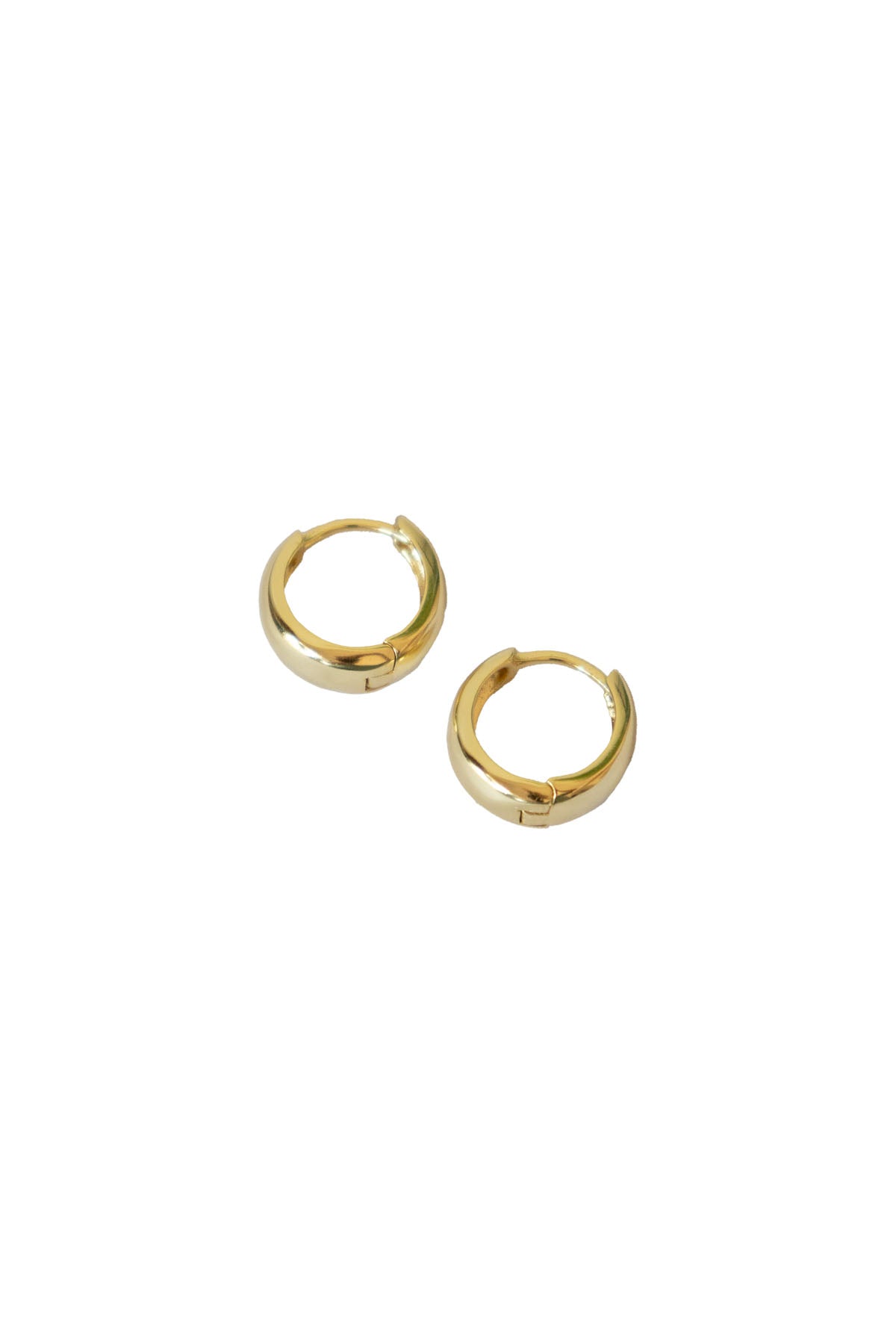 Sterling Silver Hug Hoop Earrings in Gold — front view