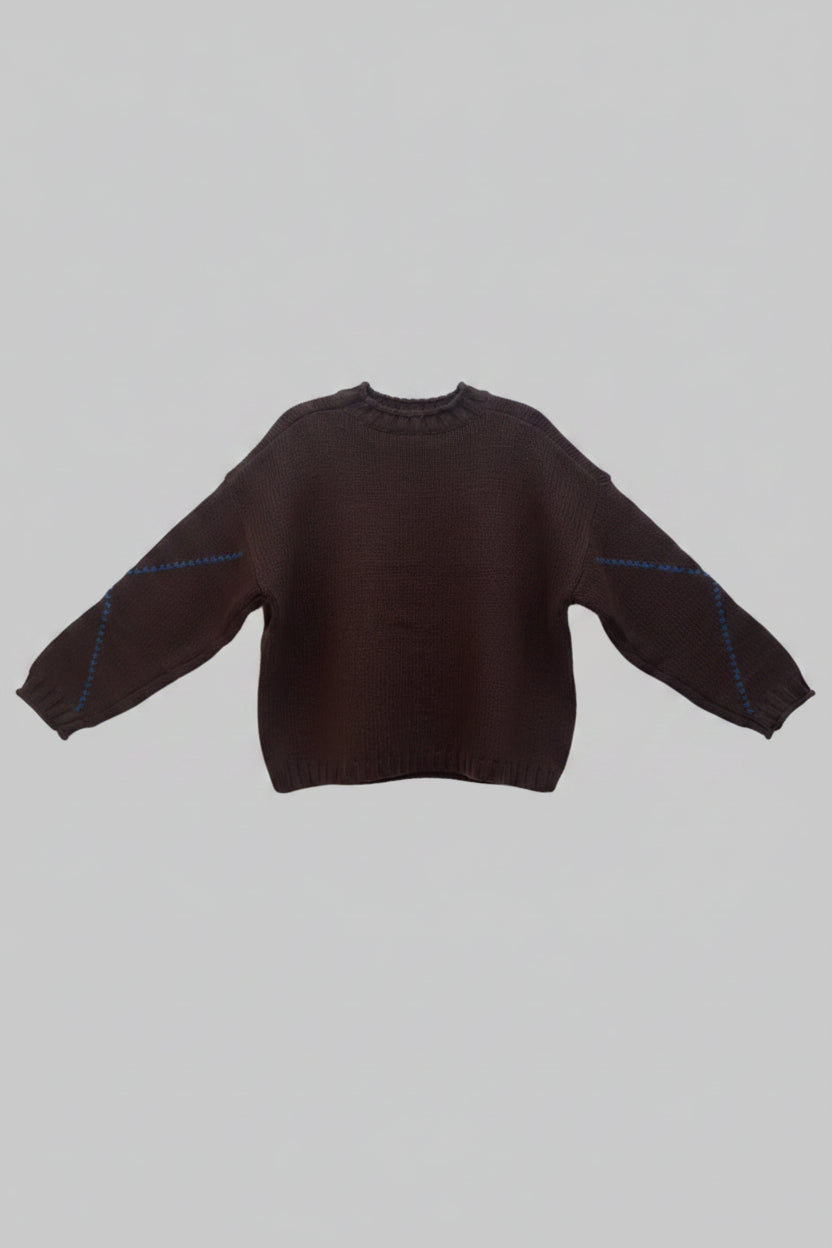 Argyle Roll Neck Pullover Sweater in Brown Multi