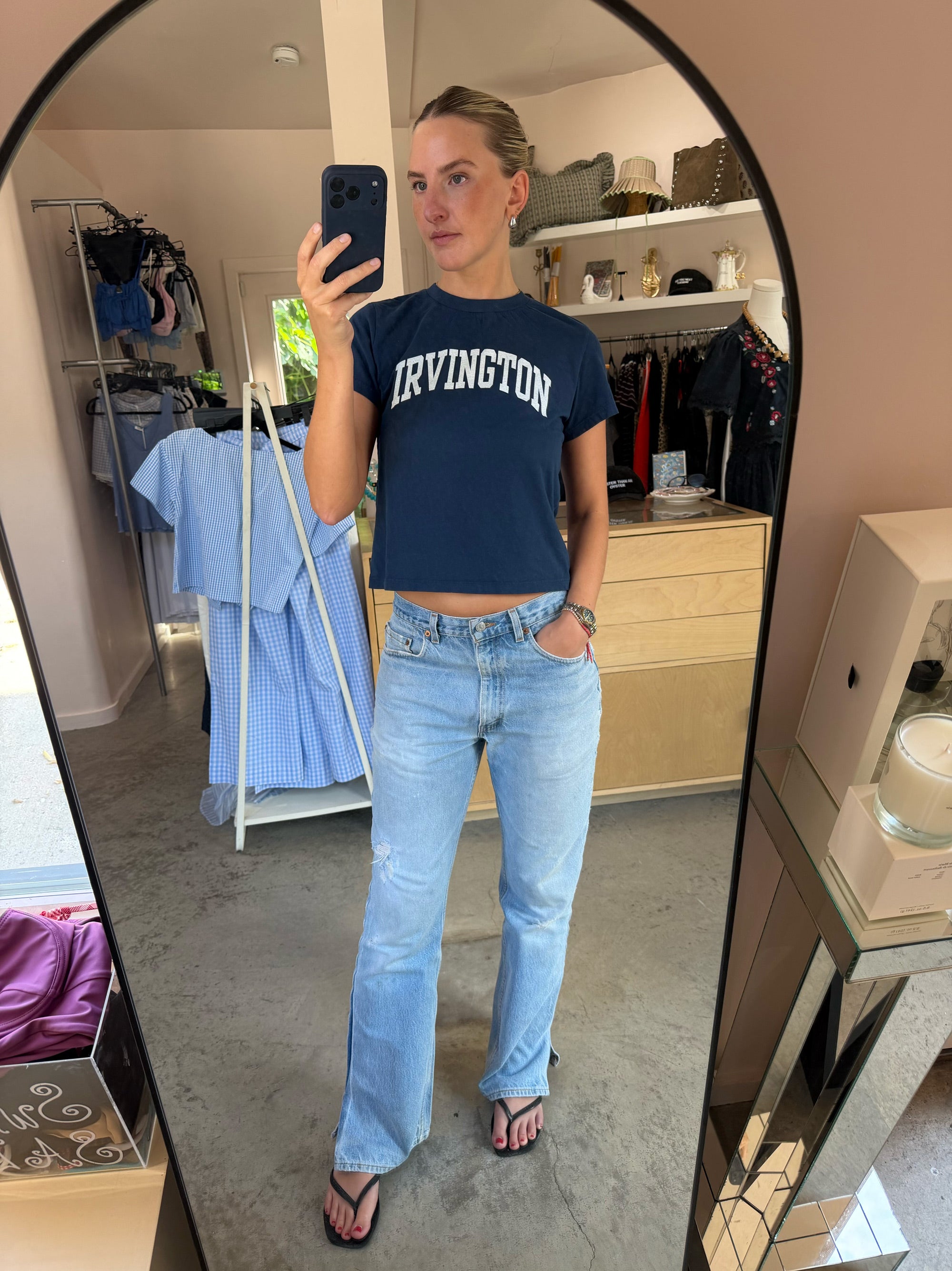 Irvington Souvenir Varsity Tee in Navy