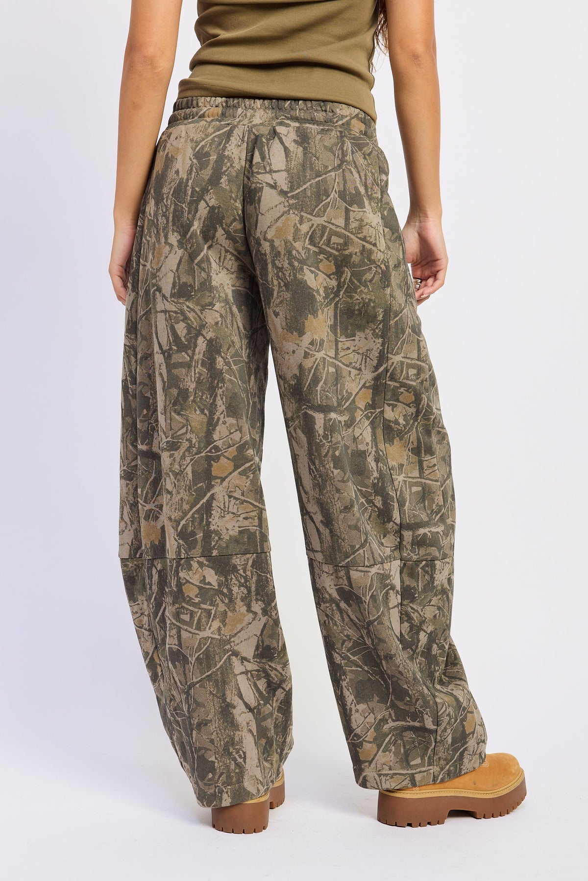 Camo Low Rise Barrel Jogger in Olive — detail