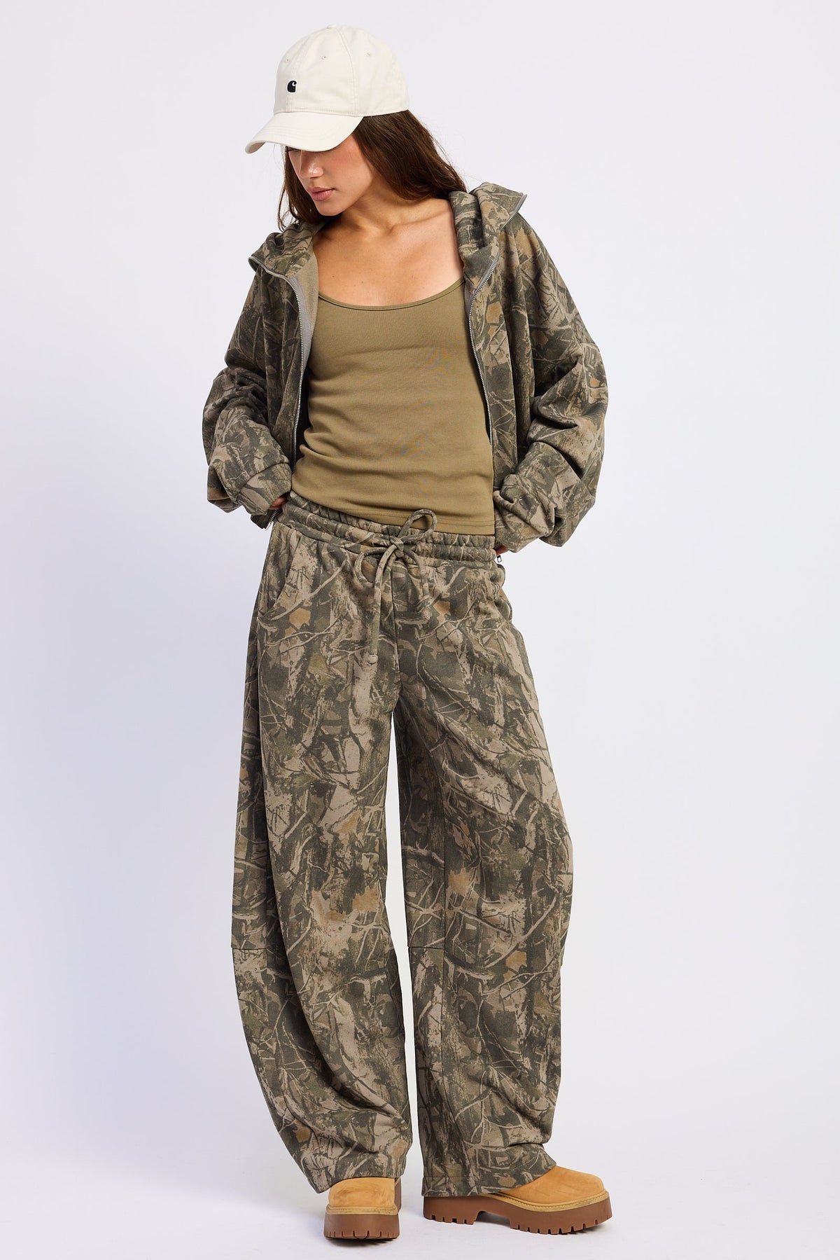 Camo Low Rise Barrel Jogger in Olive — back