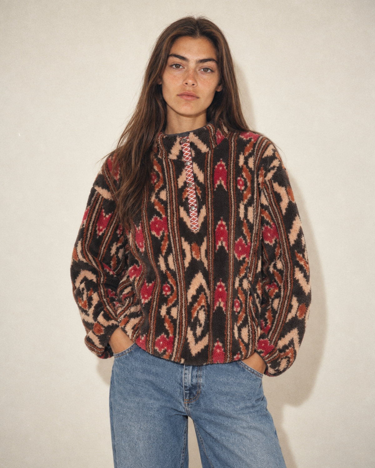 Ridge Pullover in Black Ikat