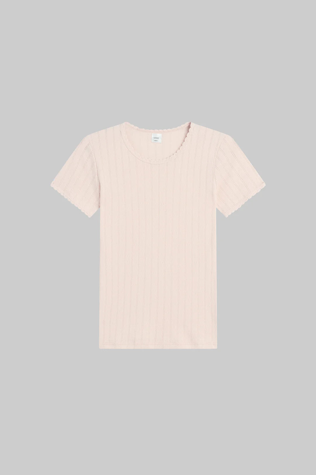 Pointelle Slim Fit Tee in Pink