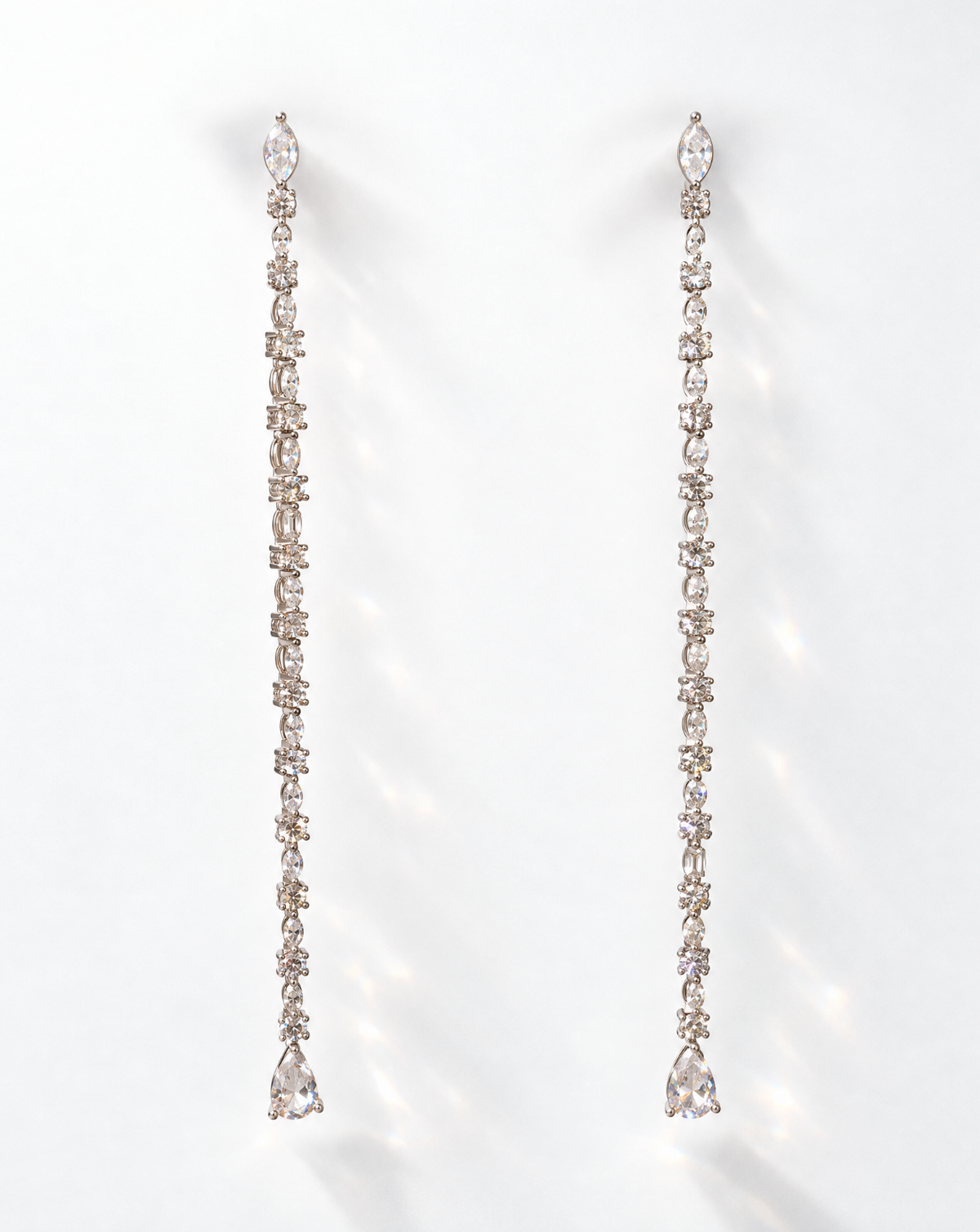 Long Crystal Drop Chain Studs