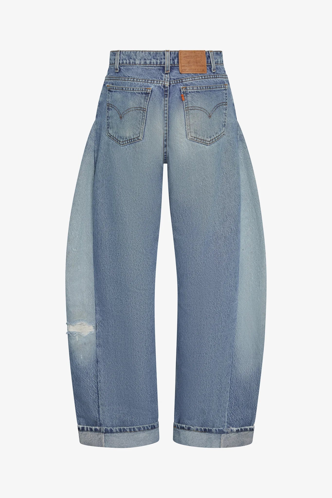Mini Cuff Barrel Jeans in Light/Med