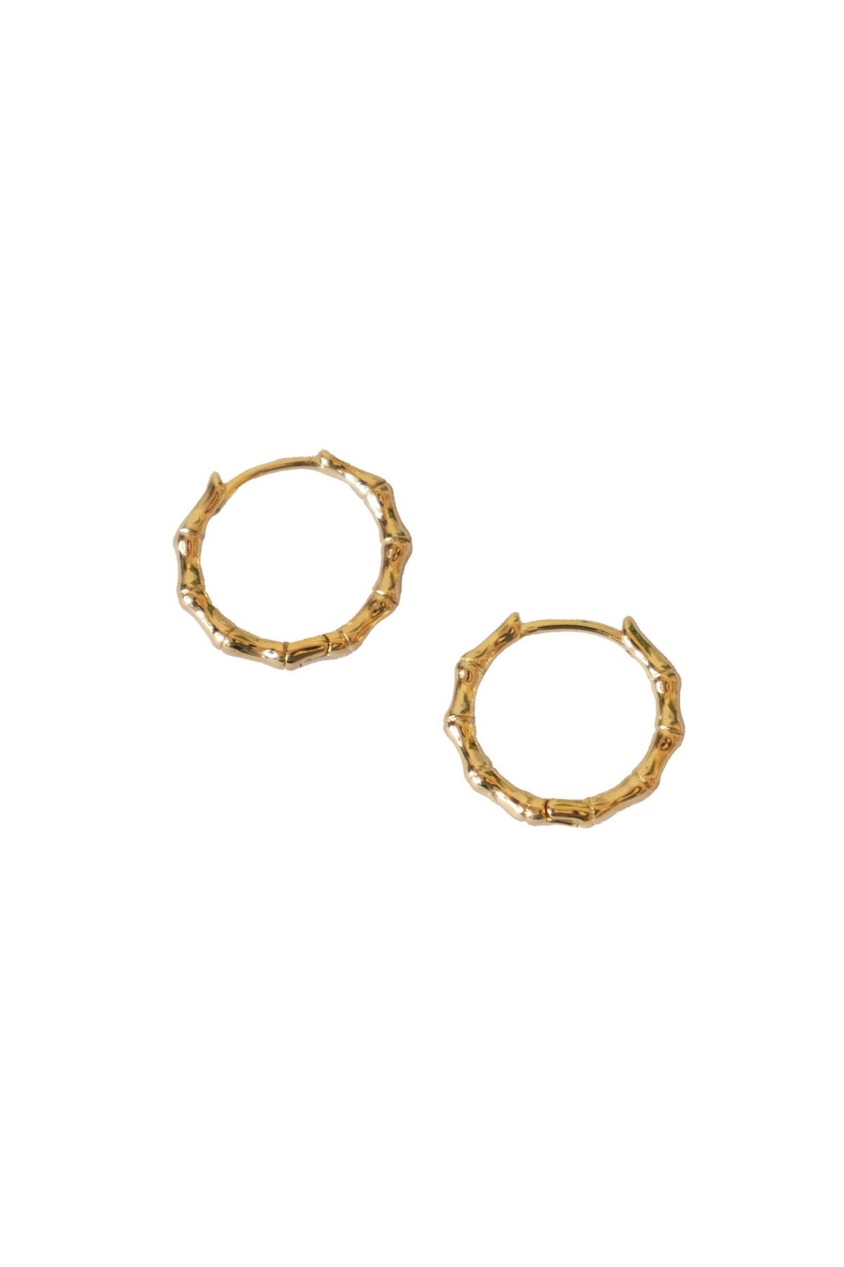 Bamboo Small Gold Hoop Earrings — front view