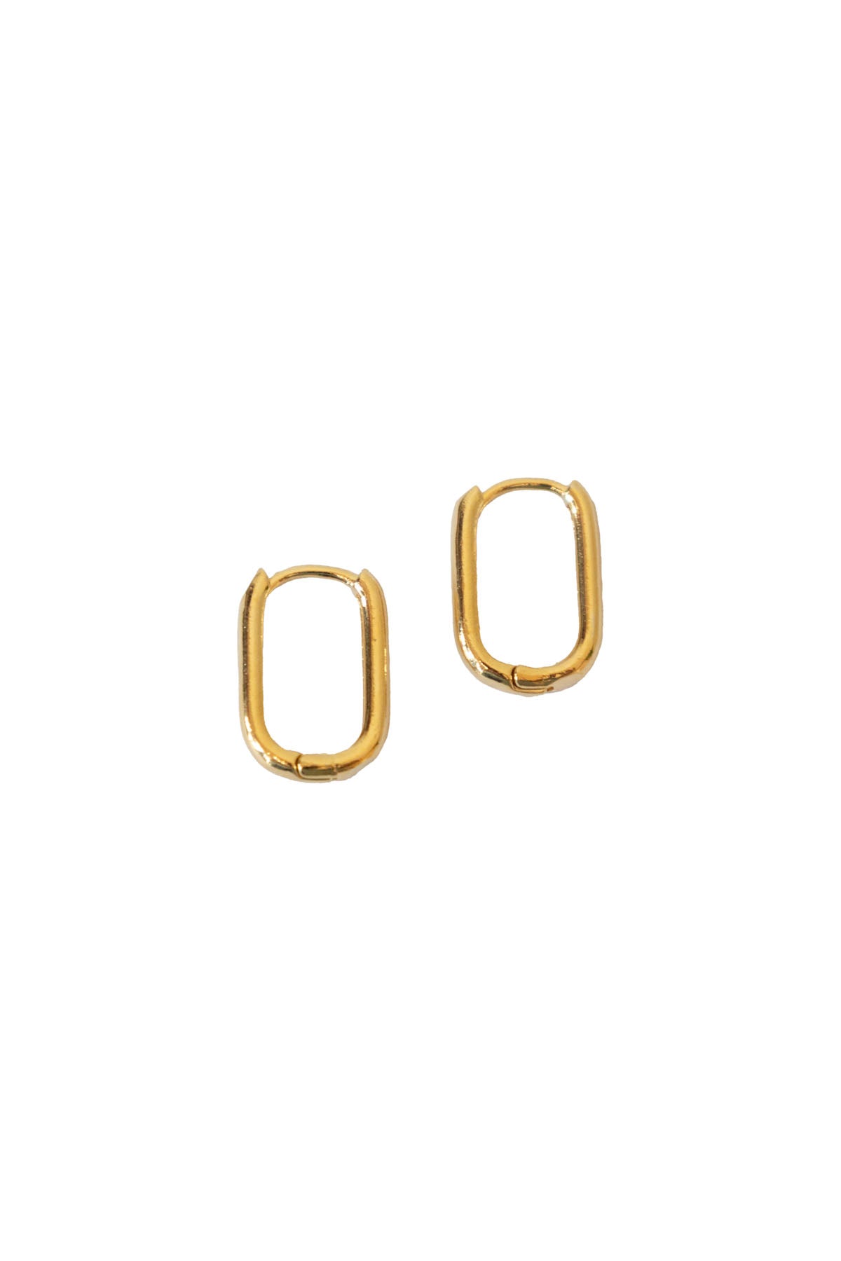 Gold Mini Oval Hoop Earrings — front view