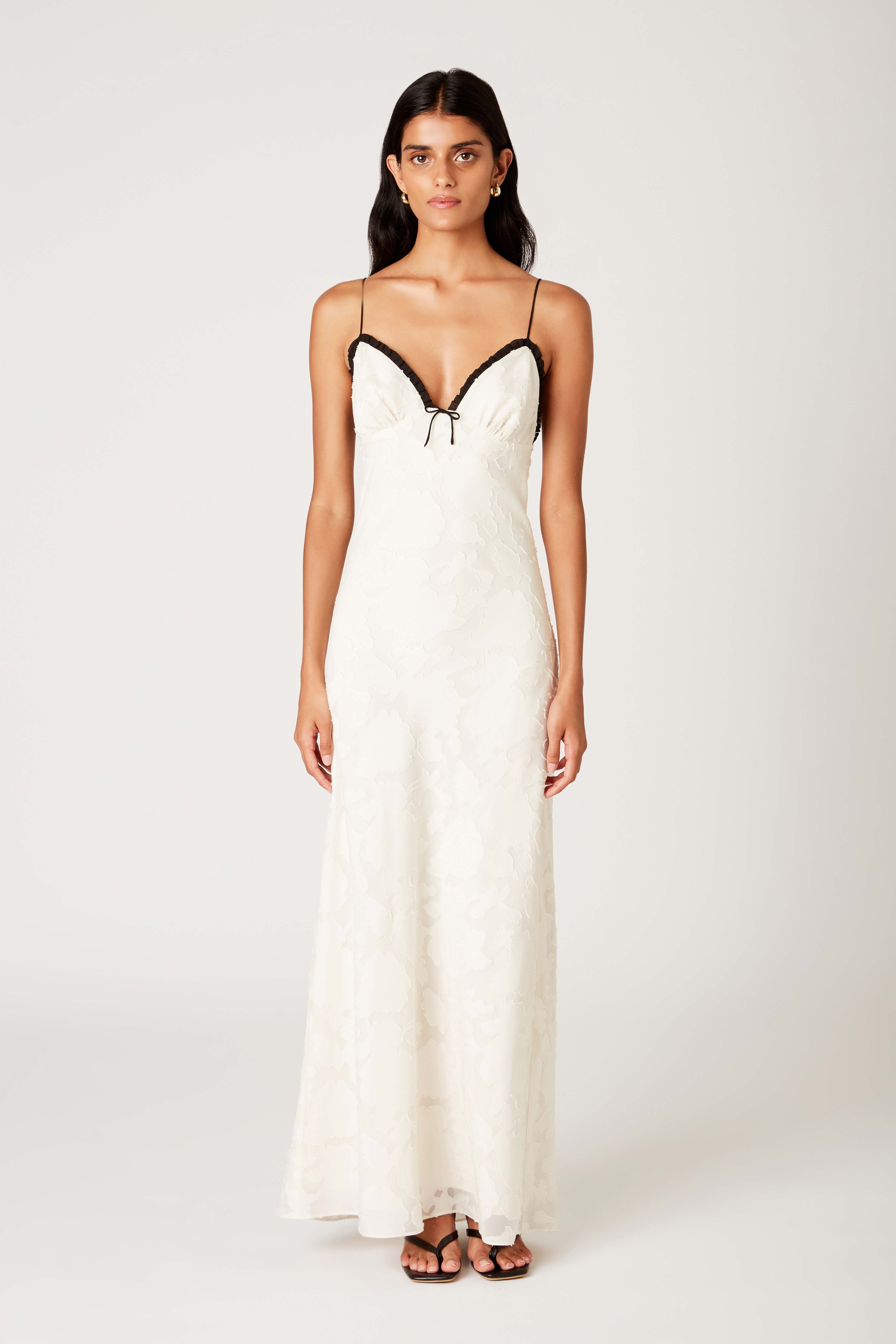 Camille Dress in Ivory front detail