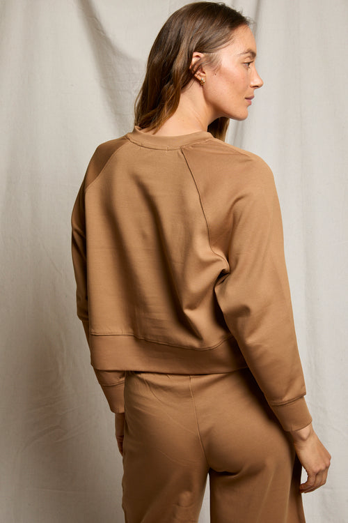Nell Travel Raglan Sweatshirt in Mocha — view 3