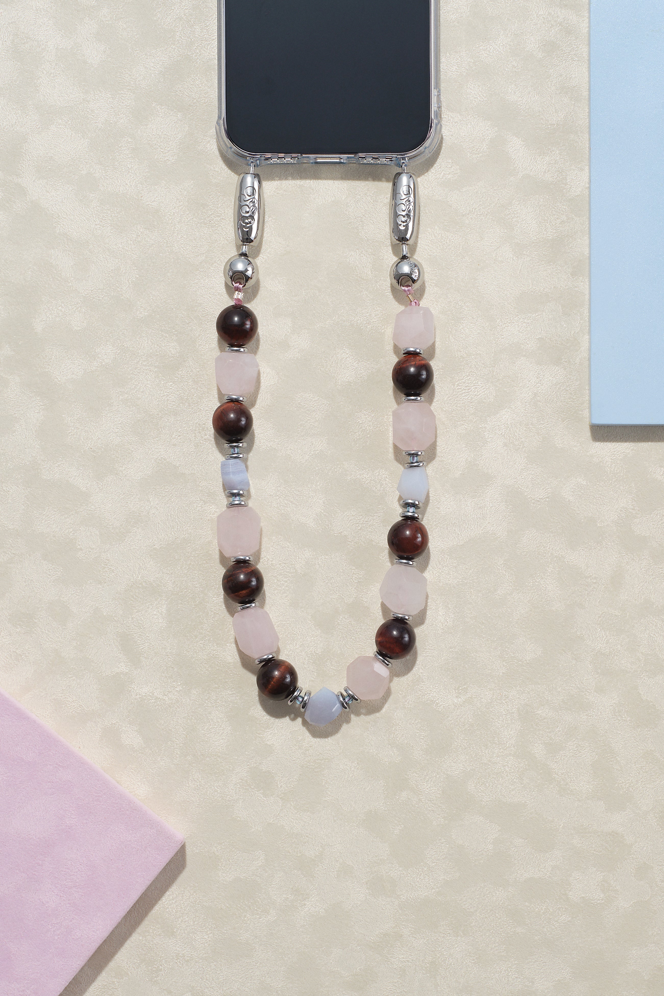 Linked Gemstone Wristlet Phone Strap in Northern Quarter — front view