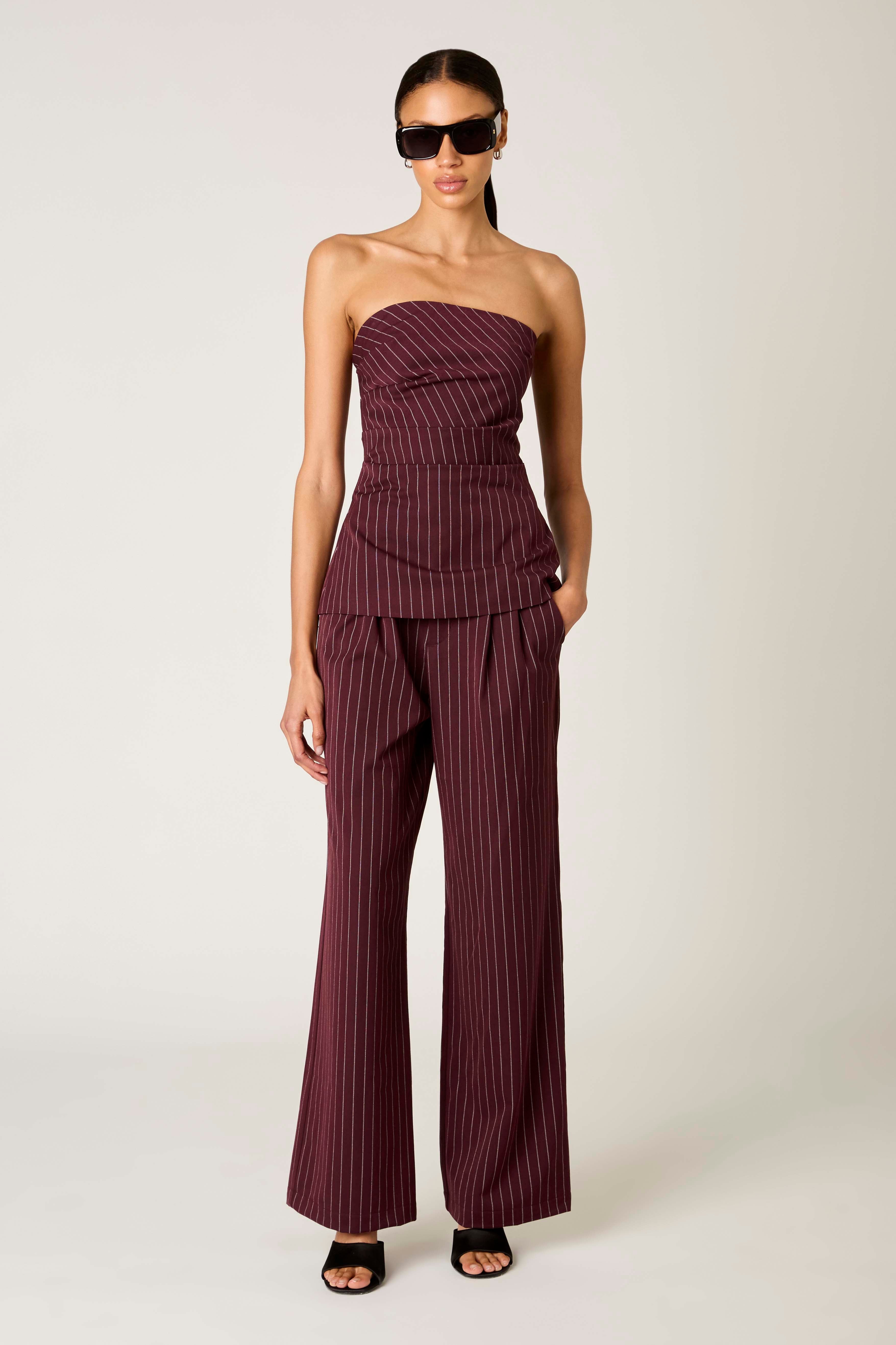 Kara Trouser in Oxblood front detail