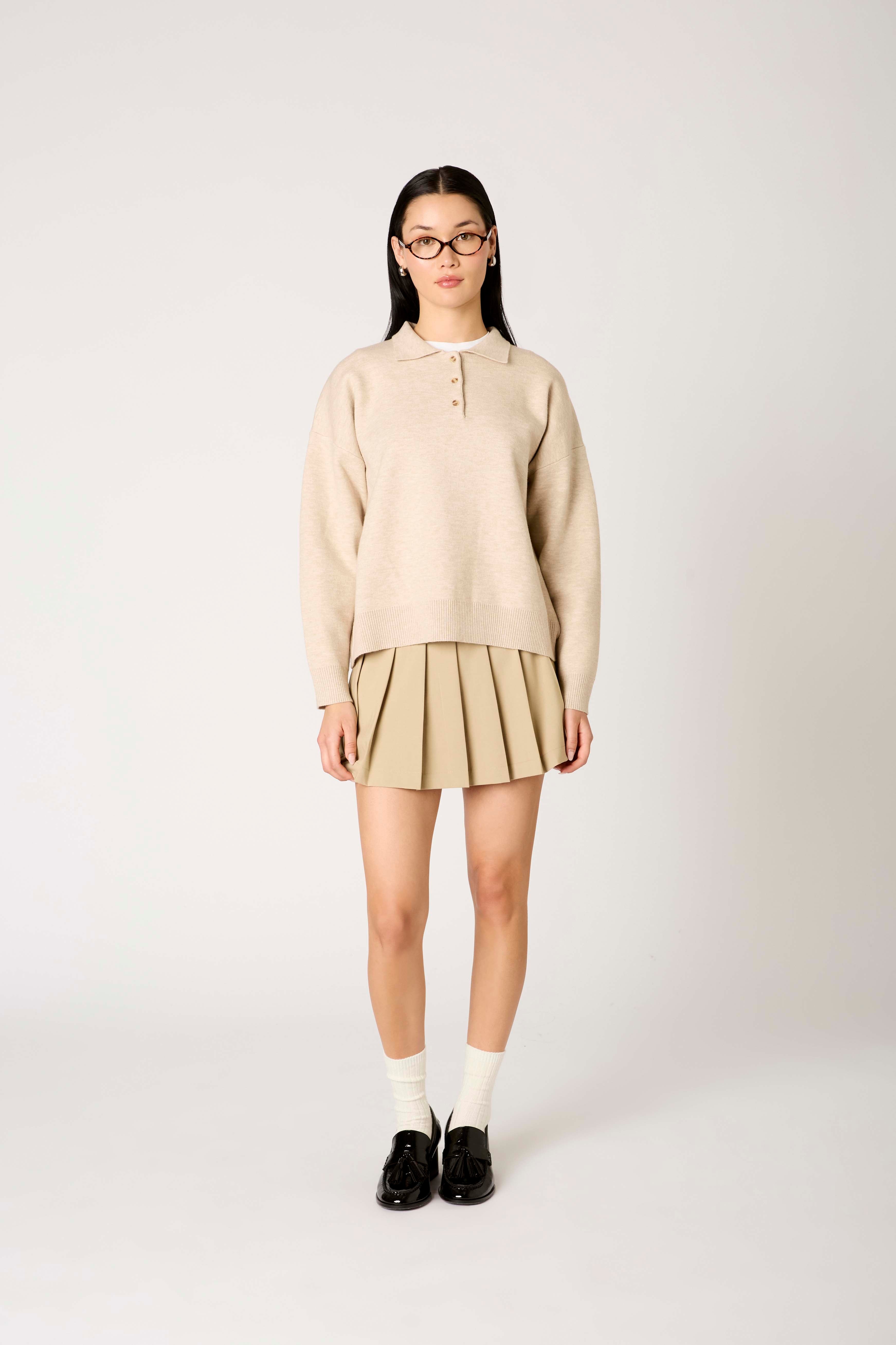 Marlowe Sweater in Oat collar detail