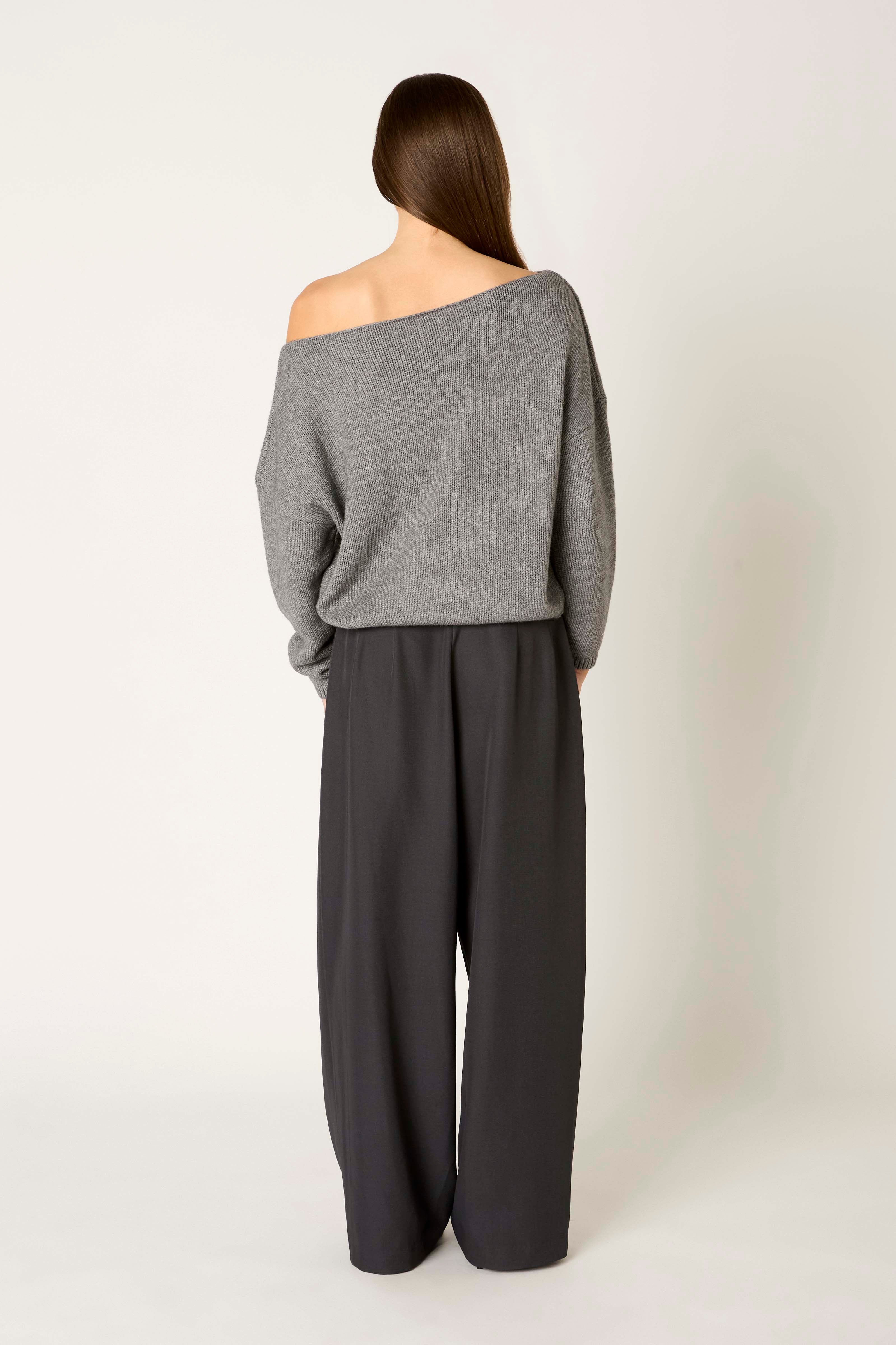 Nightmoor Sweater in Heather Gray back view