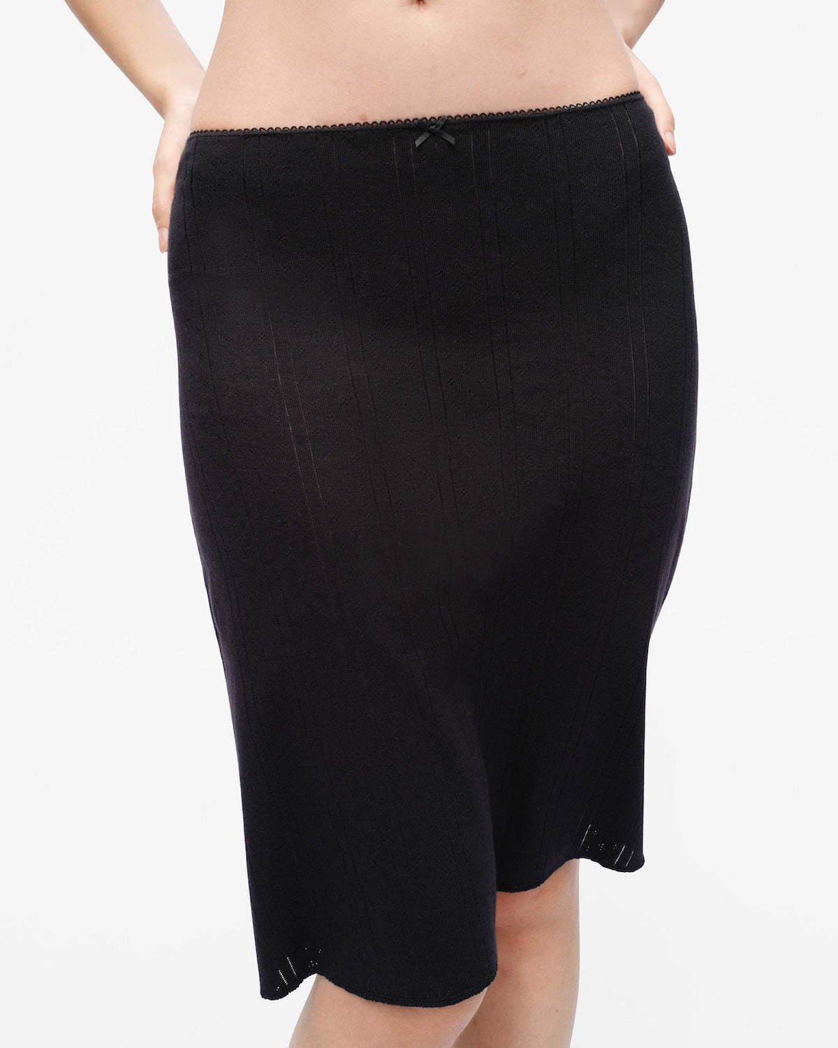 The Slip Skirt in Black Pointelle — view 3