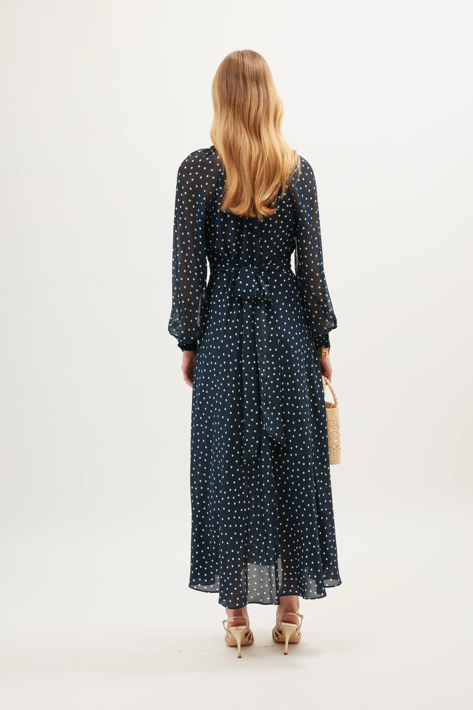 Paige Dress in Layla Dot Navy — view 2