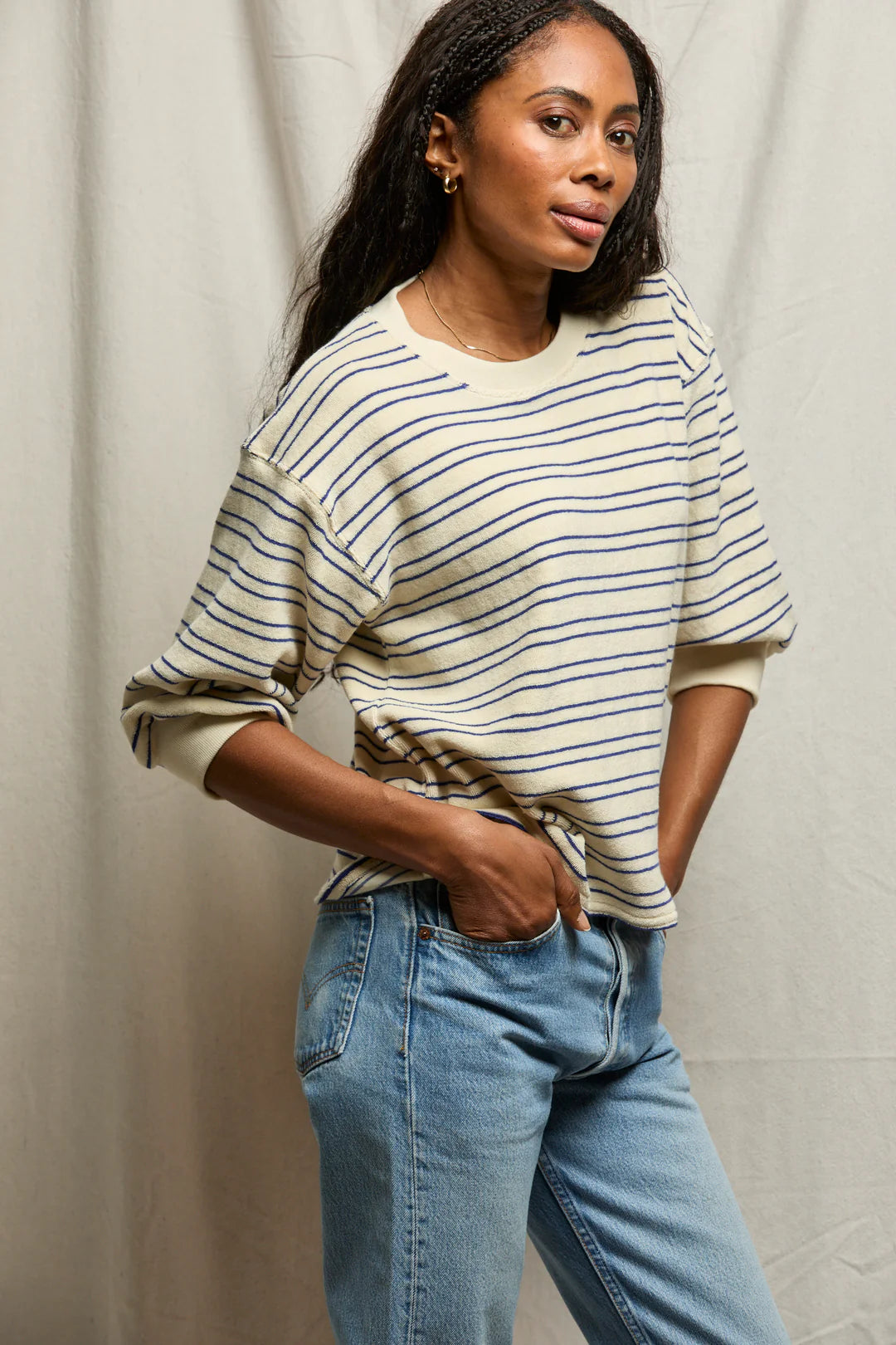Roxy Stripe Loop Terry Sweatshirt
