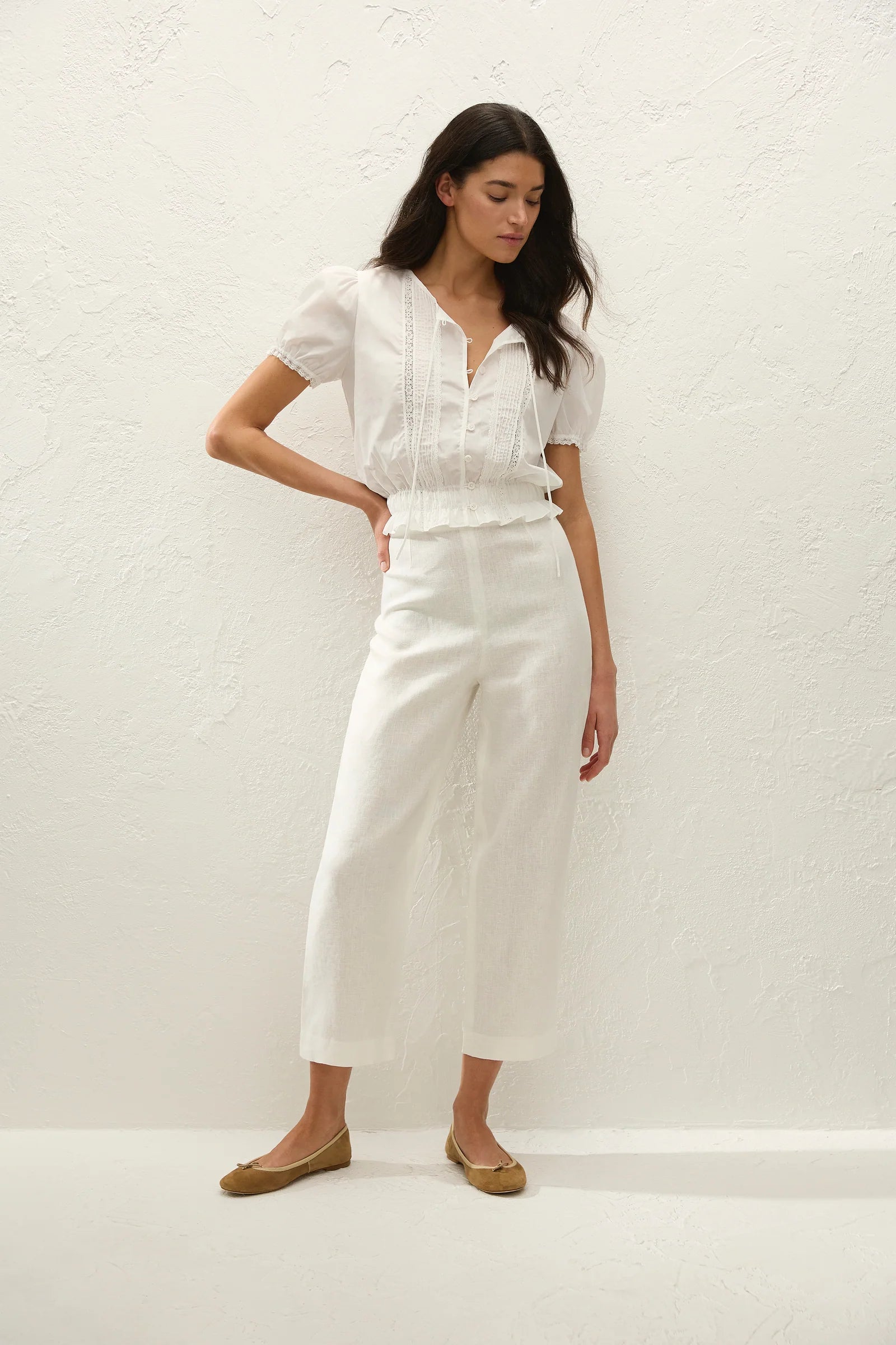 Fiora Blouse in Fresco Lace White