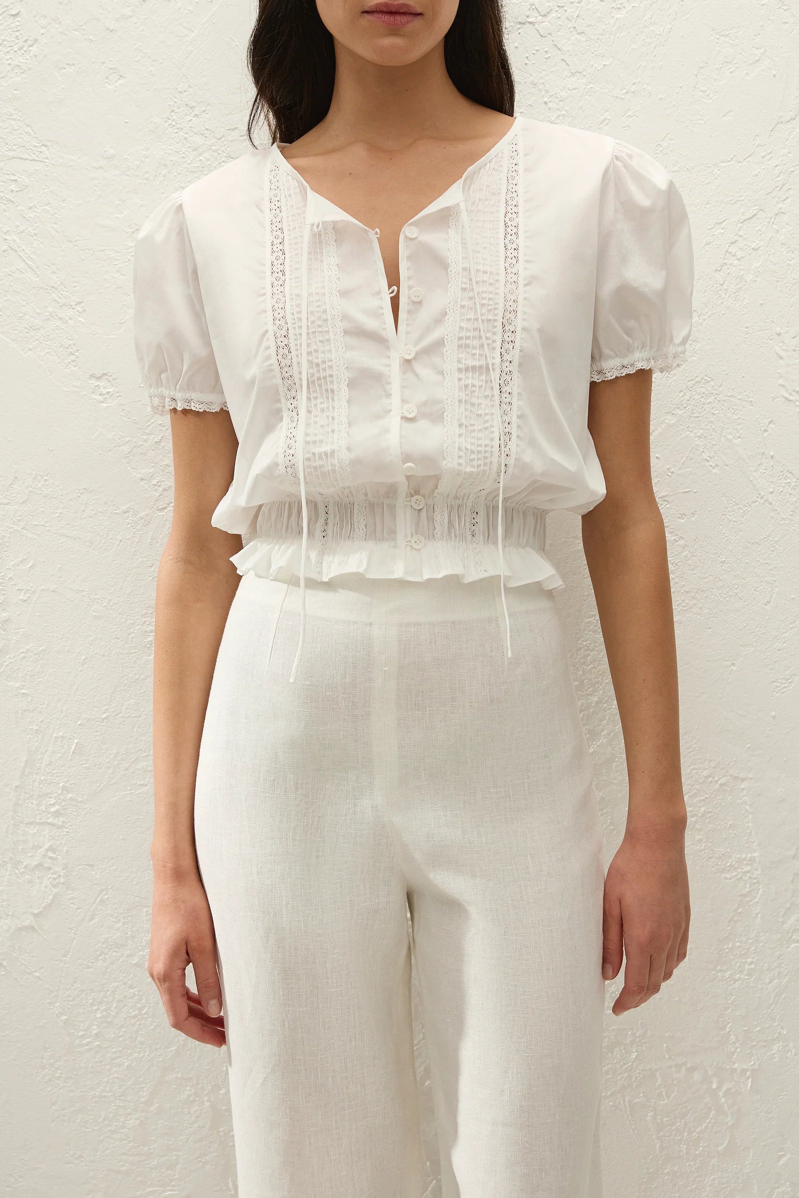 Fiora Blouse in Fresco Lace White