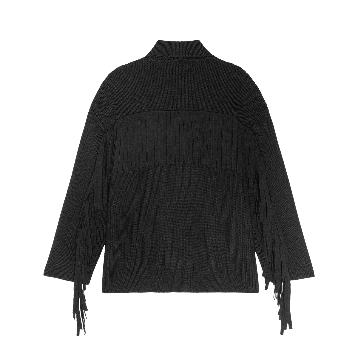 The Western Fringe Sweater Jacket in Black