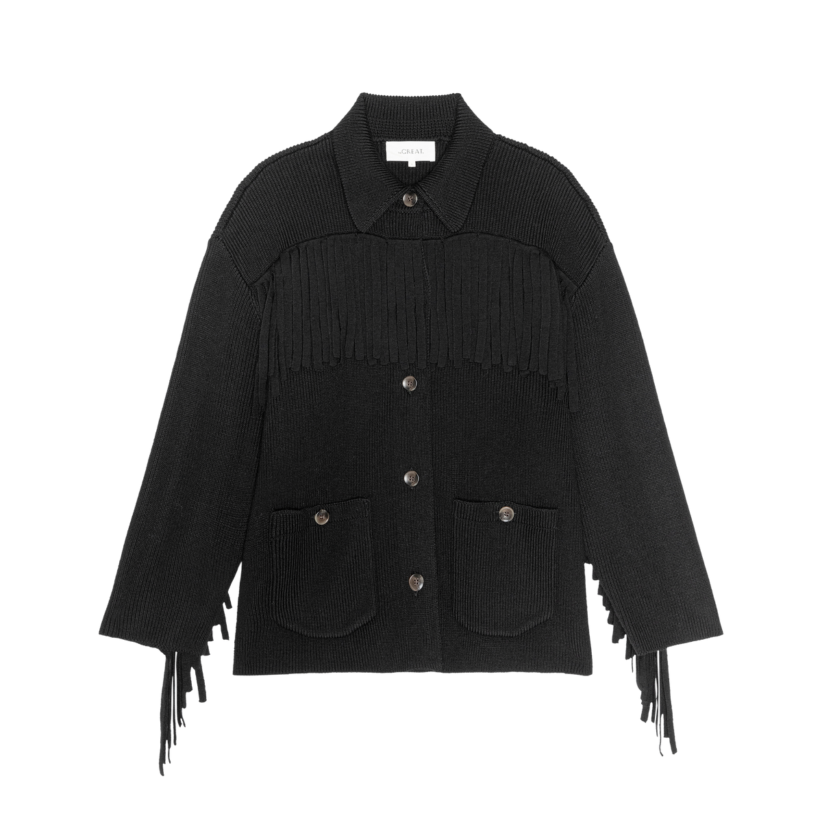 The Western Fringe Sweater Jacket in Black