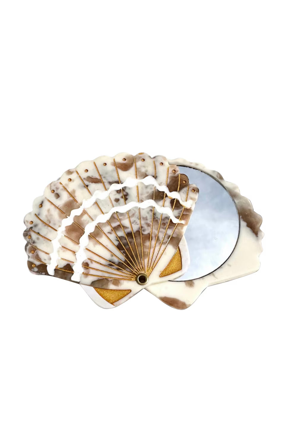 Solar Eclipse hand-painted seashell compact mirror in acetate
