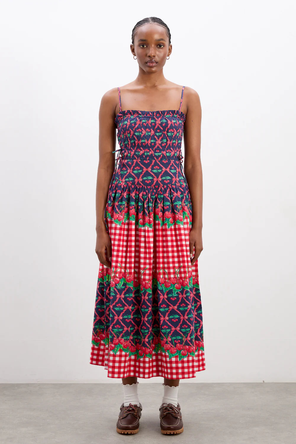 Kelia Midi Dress in Cherry Pie | Damson Madder– Dear Neighbor