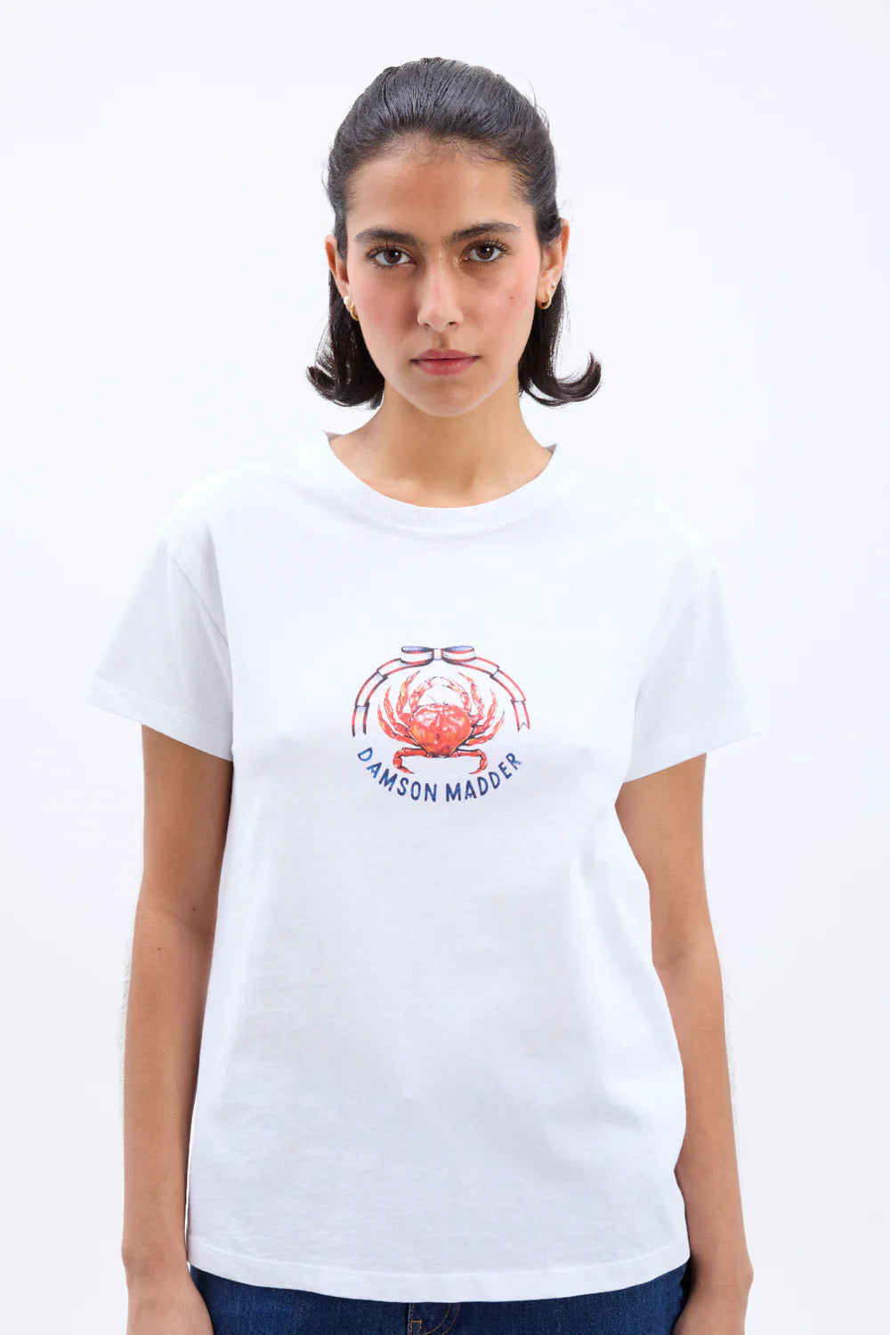Crabby Bow Shrunken Tee in White
