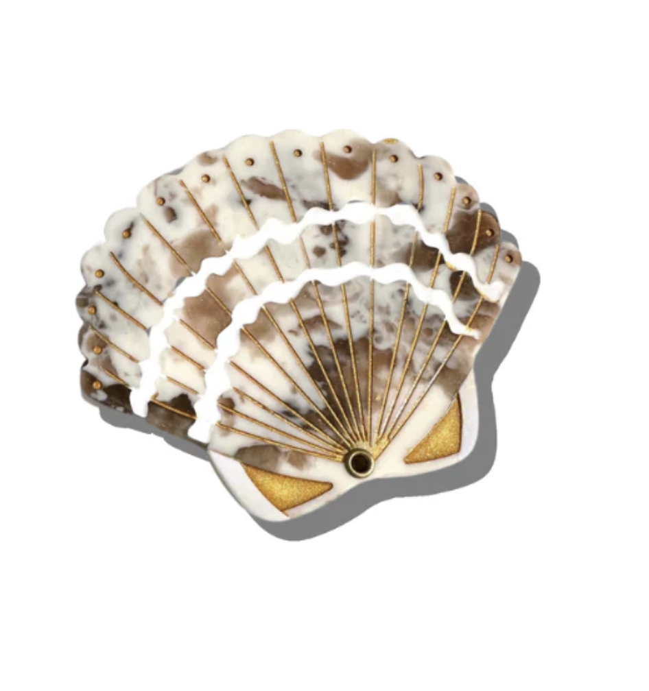 Hand-painted Seashell Compact Mirror
