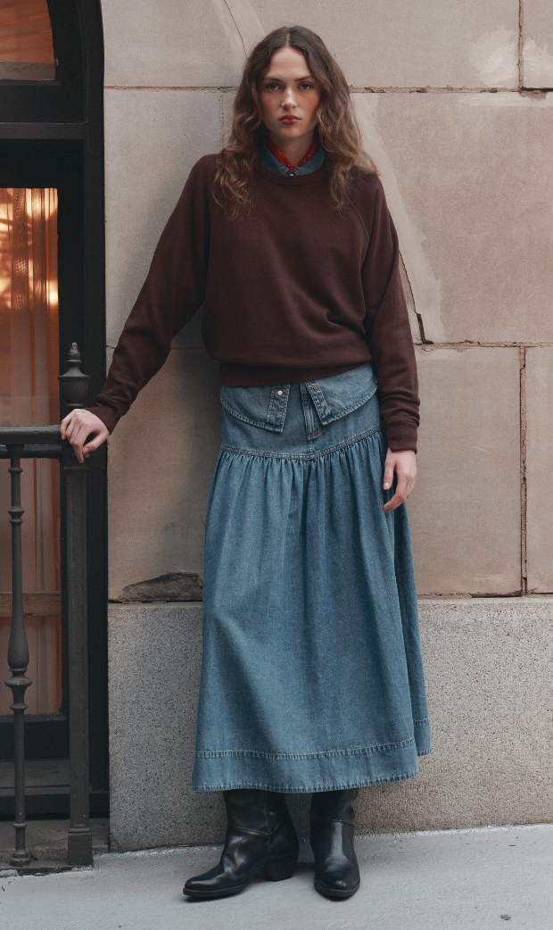 The Western Yoke Skirt in Denim