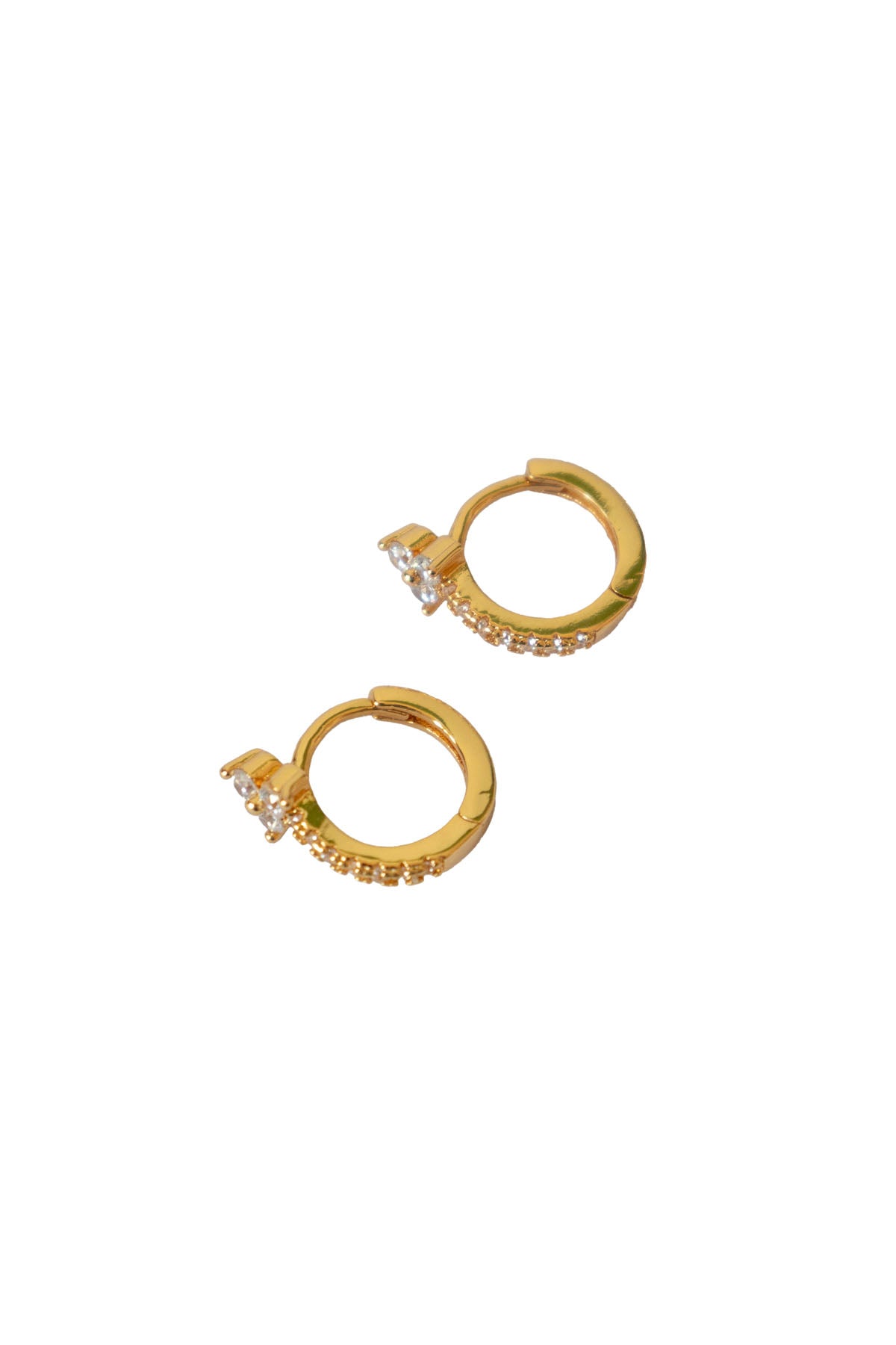 Mini Gold Hug Hoops with Diamond Detail