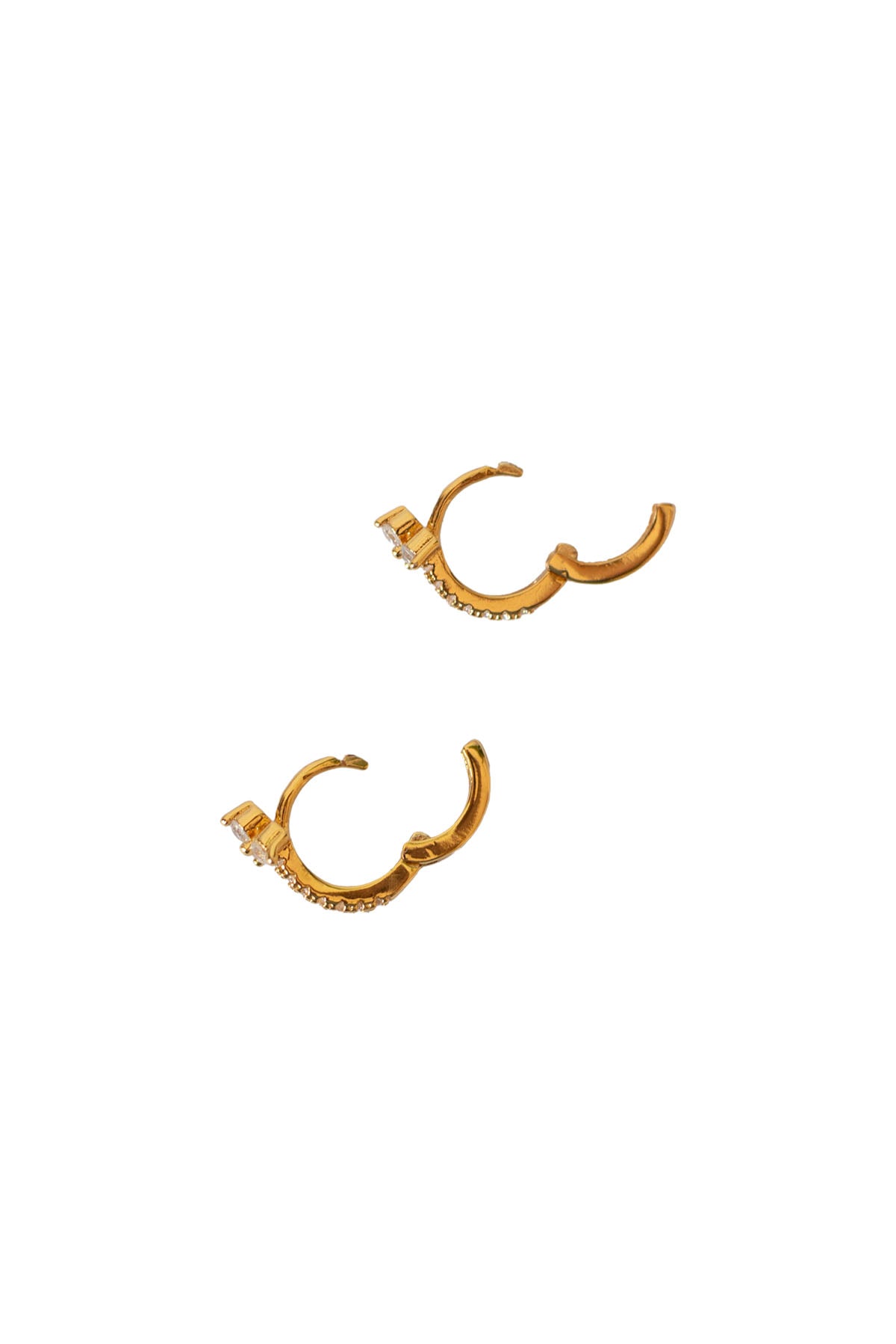 Mini Gold Hug Hoops with Diamond Detail