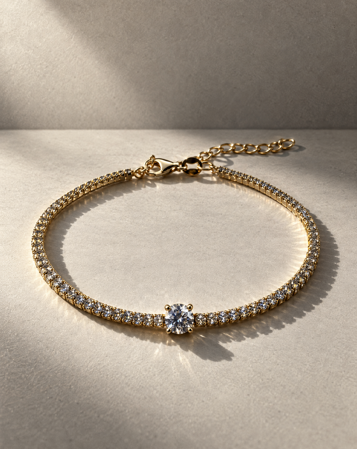 Solitaire Crystal Bracelet — front view of the center stone