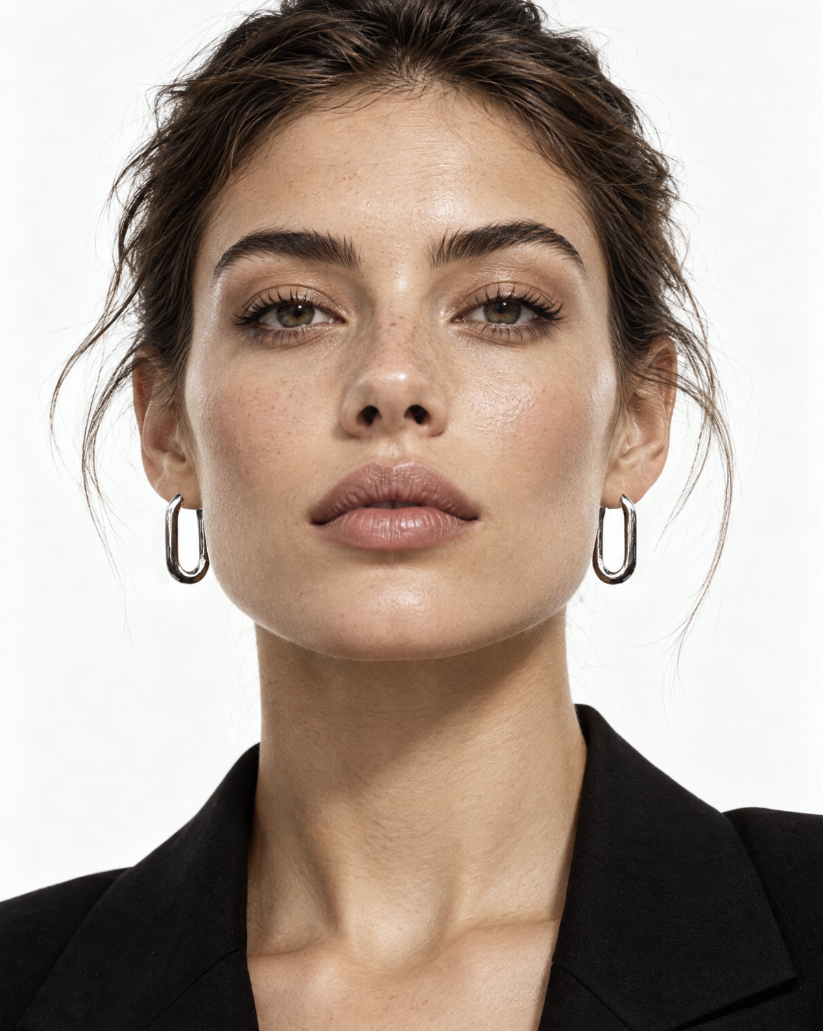 Sterling Silver Chain Link Hoop Earrings — view 3