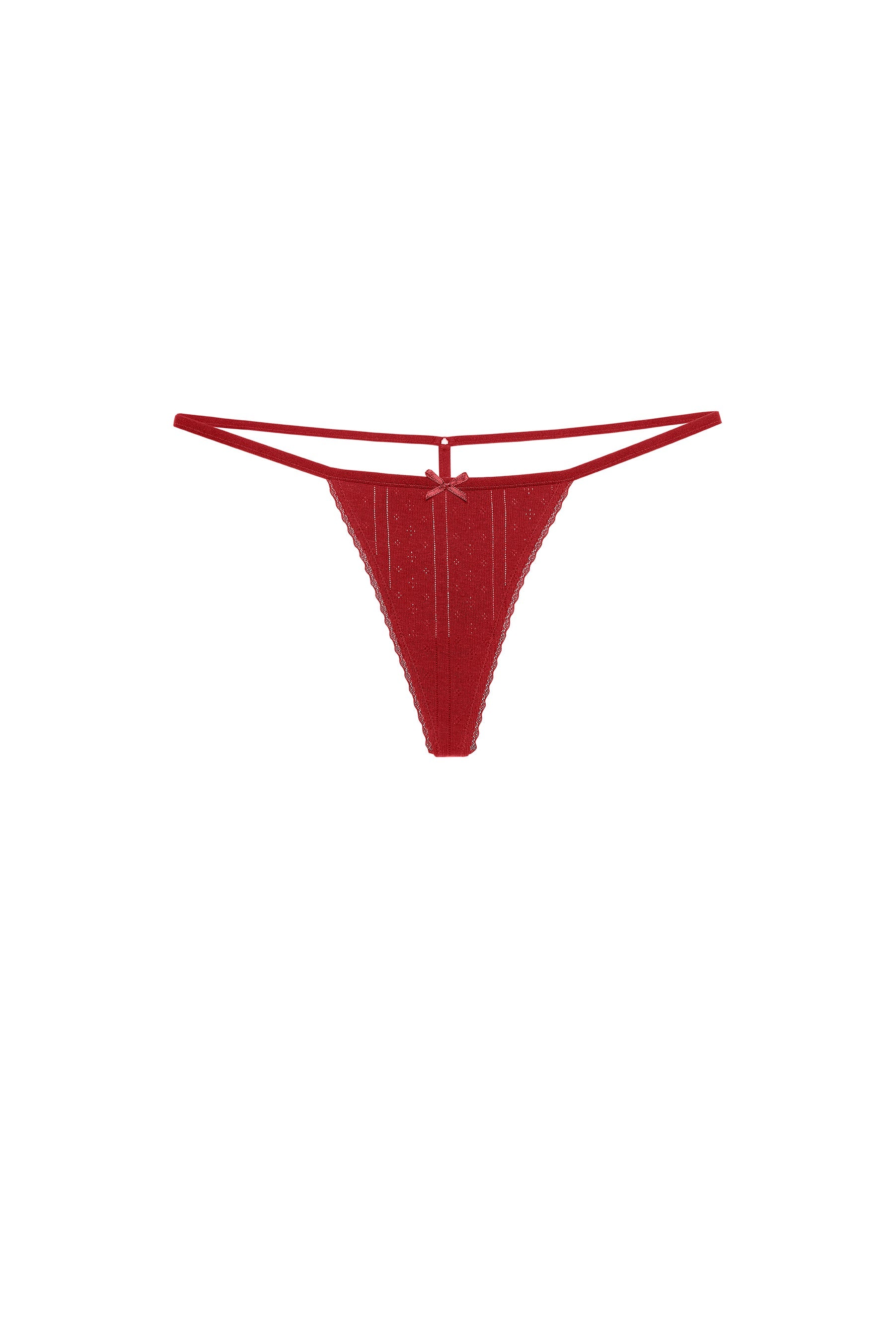The Tanga in Cherry Red Pointelle — view 4
