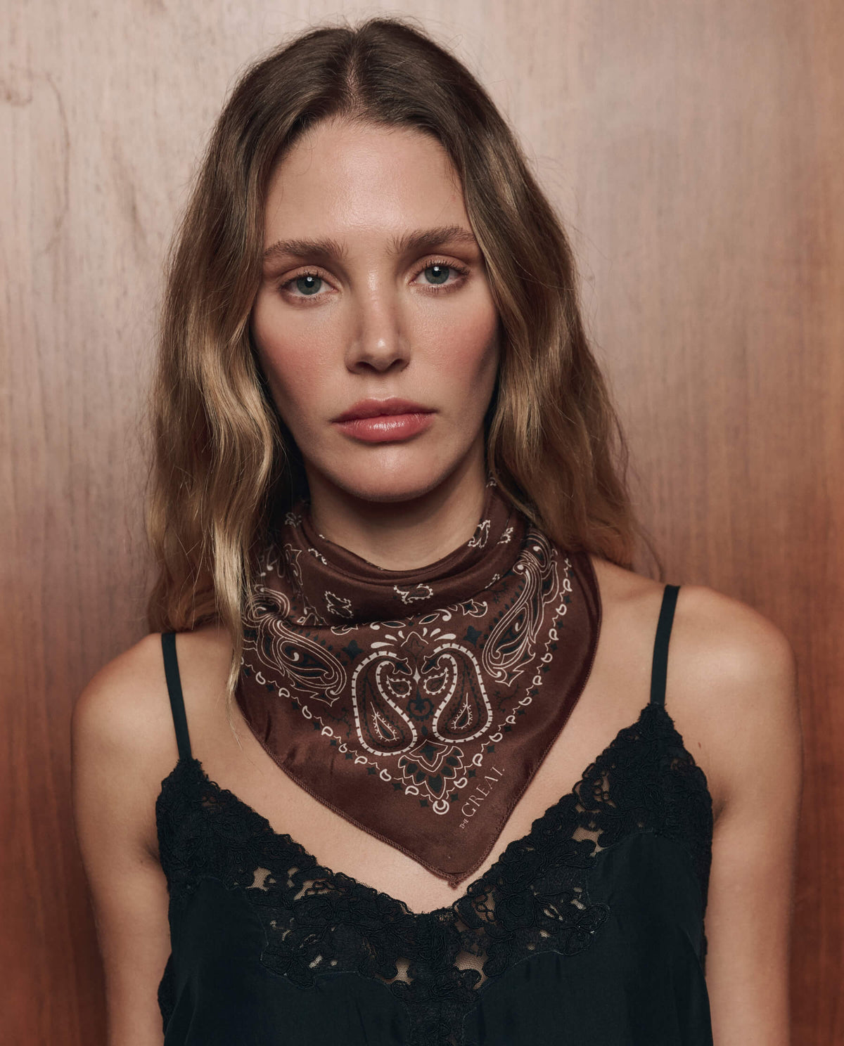 The Silk Bandana in Chocolate — view 4