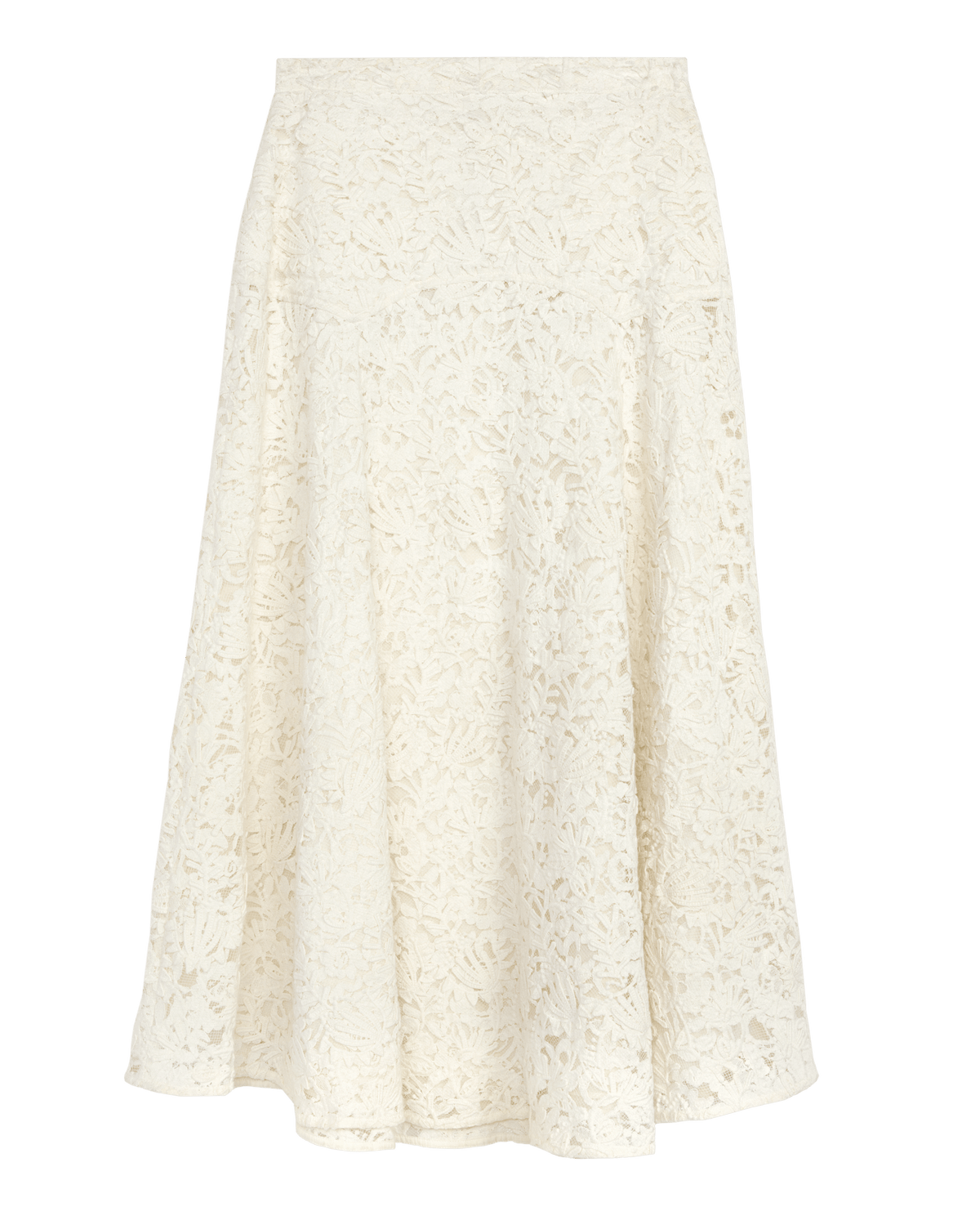 The Relic Lace Saddle Skirt in Cream by The Great and Stetson — flat product shot