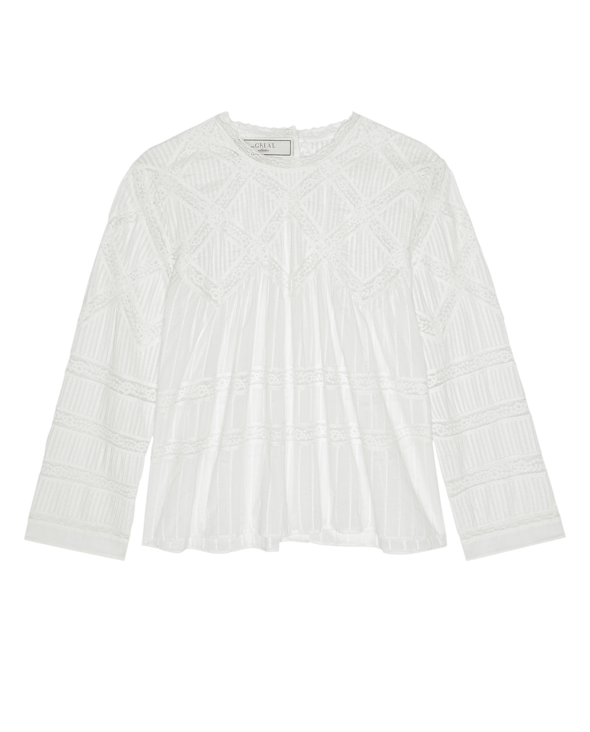 The Lattice Lace Victorian Top in White — view 6