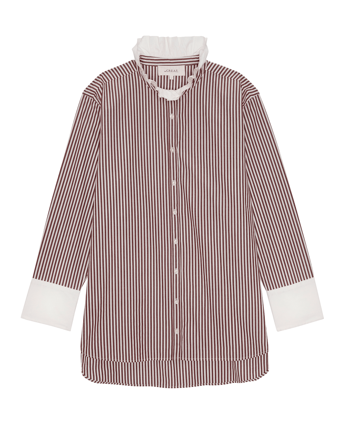The Ruffle Neck Shirt in Yorkshire Stripe — product