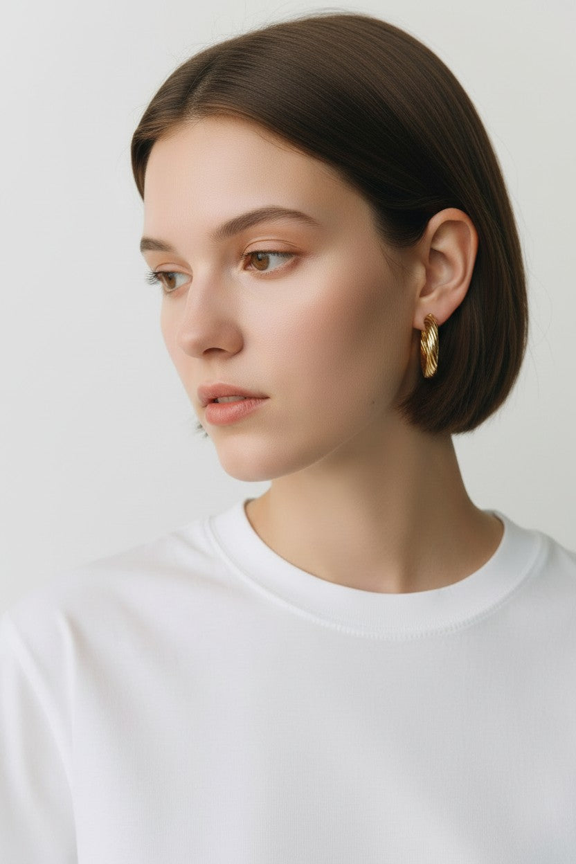 Thick Gold Twist Hoop Earrings