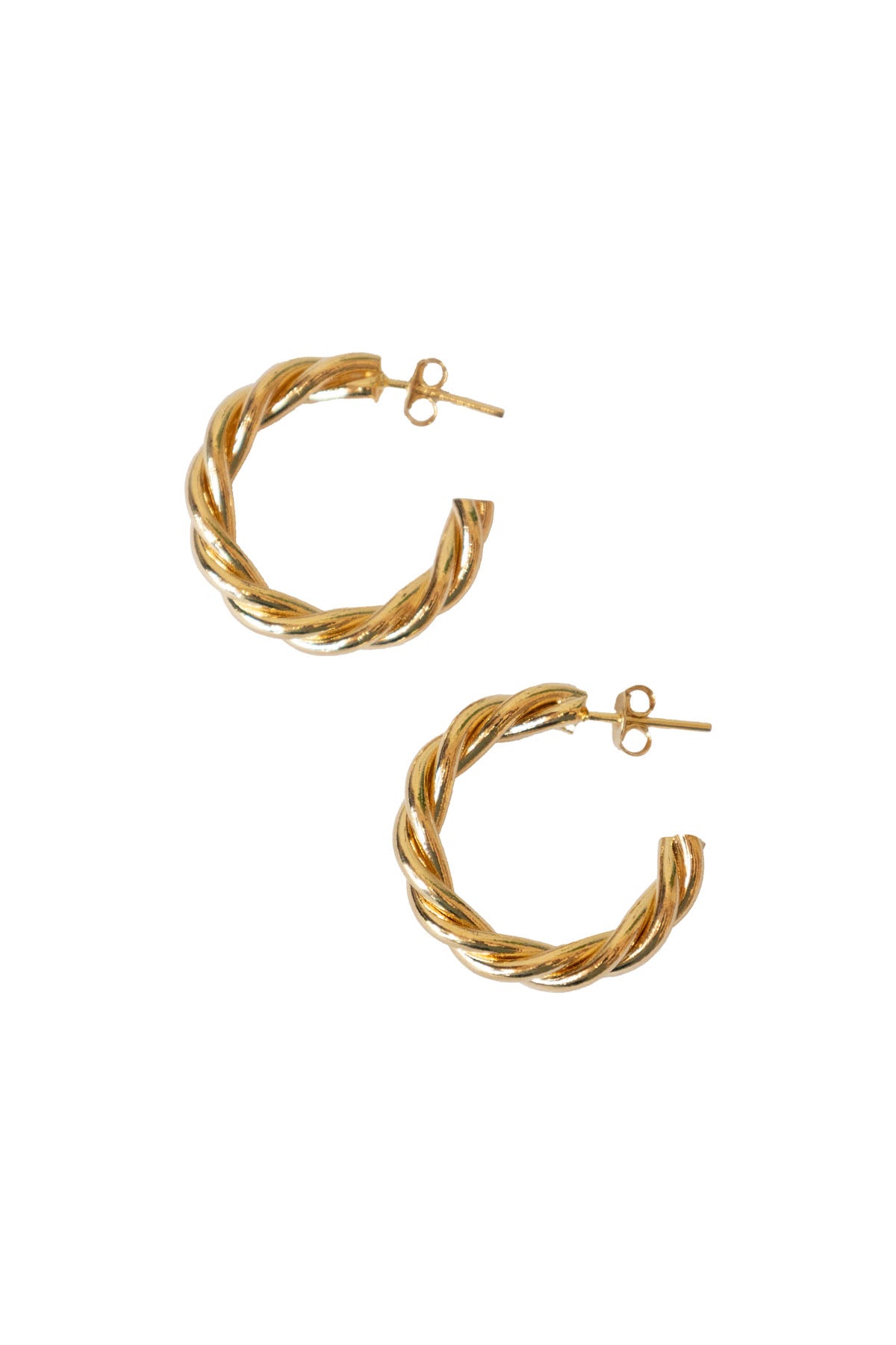 Gold Twist Hoop Earrings — front view