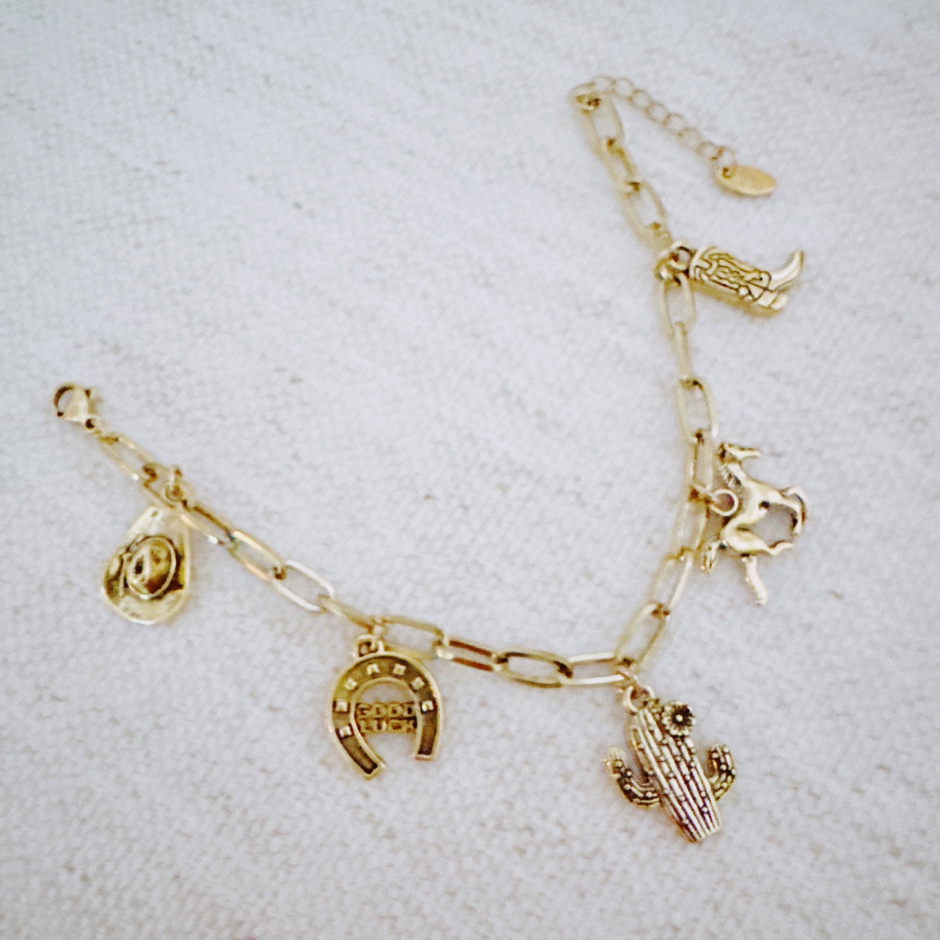 Western Cowgirl Charm Bracelet in Gold — view 3