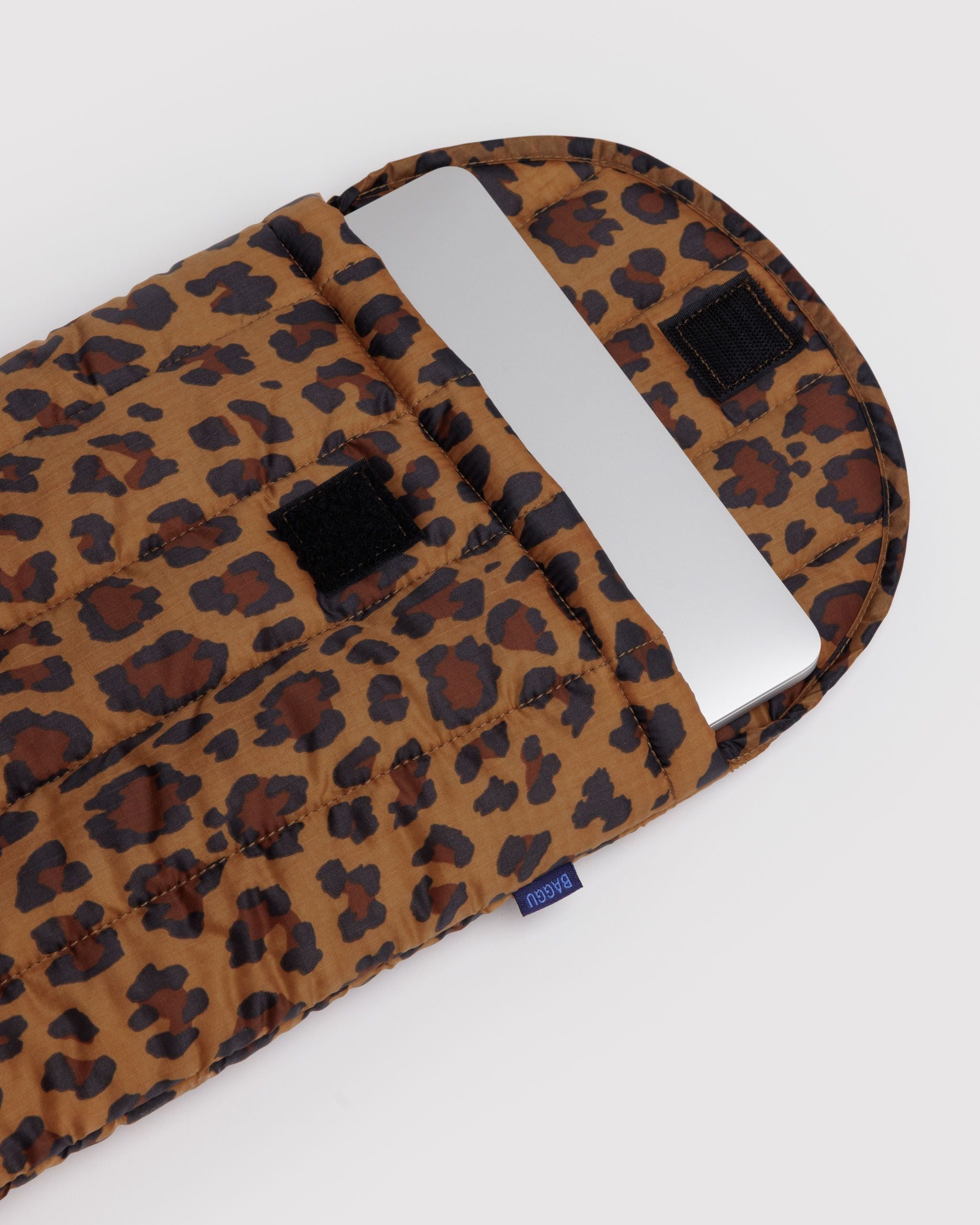 Baggu Puffy Laptop Sleeve in Leopard — view 2